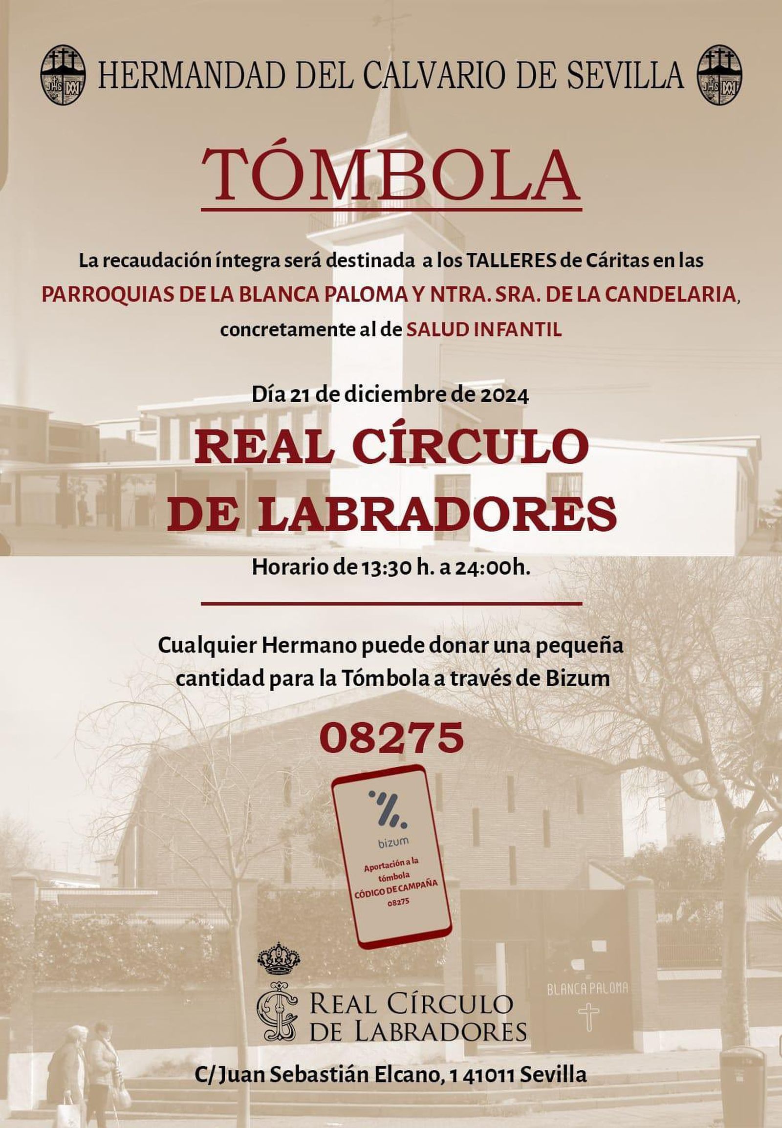 Cartel anunciador de esta tómbola benéfica