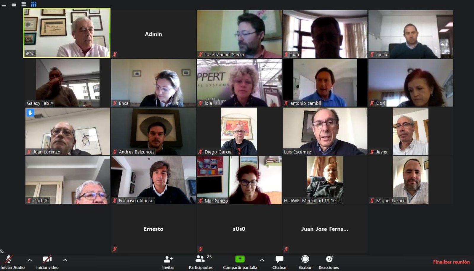 Reunión telemática de la junta directiva de Asempal