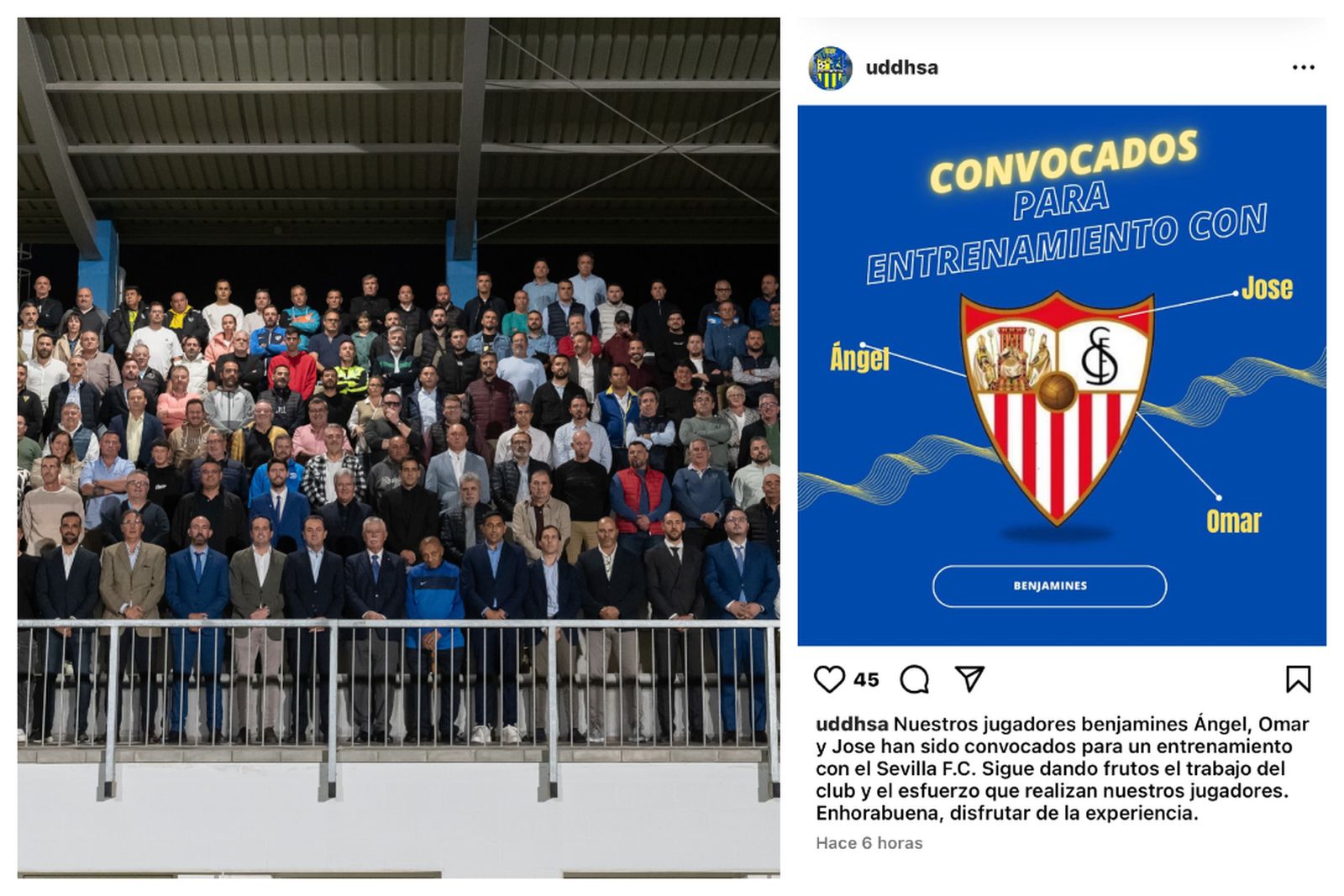 Los firmantes, a la izquierda, y el anuncio a la derecha