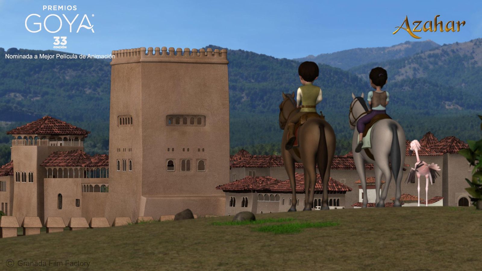 Jaime y Azahar, en un mirador frente a la fortaleza roja.