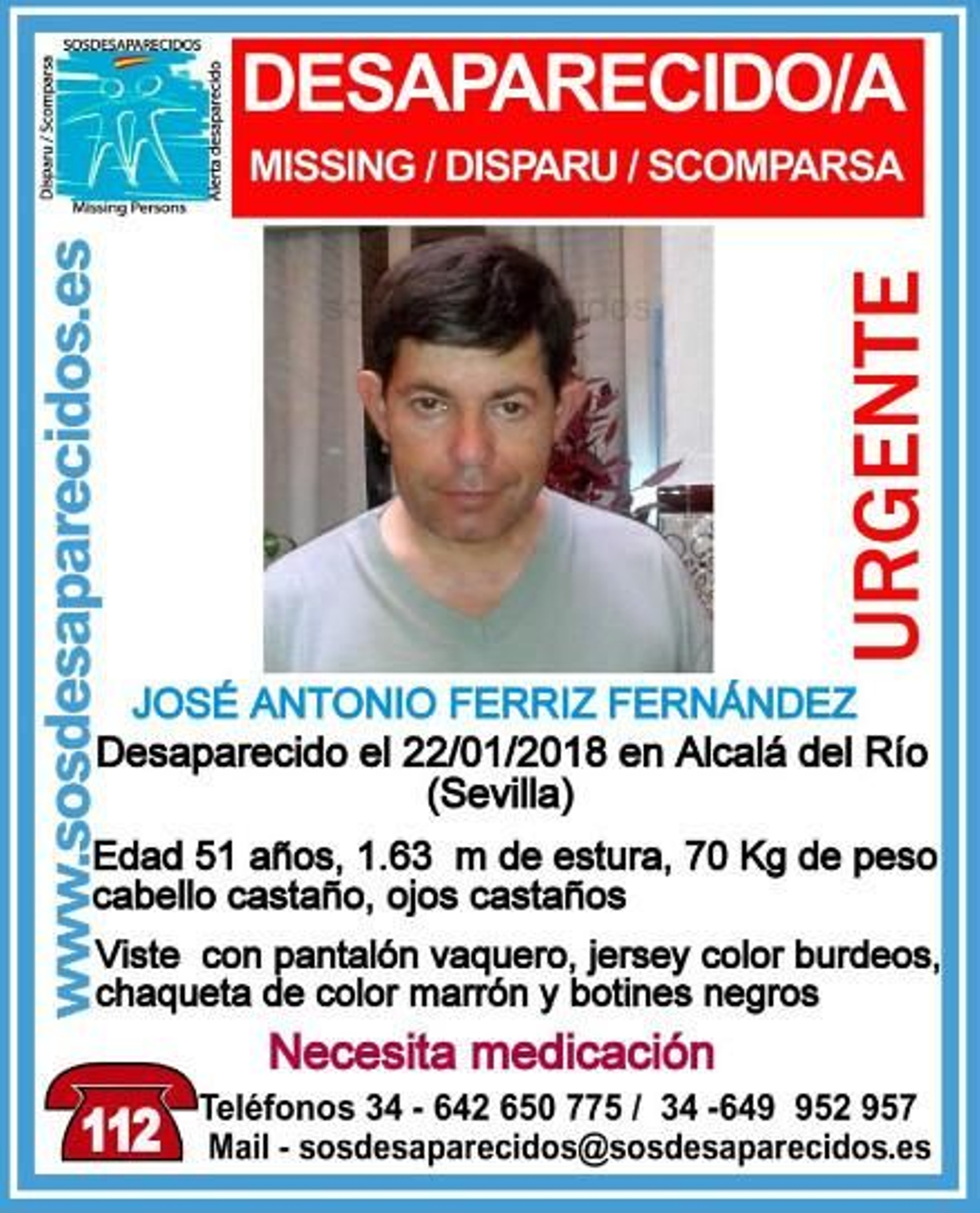 José Antonio Ferriz Fernández en SOS Desaparecidos.