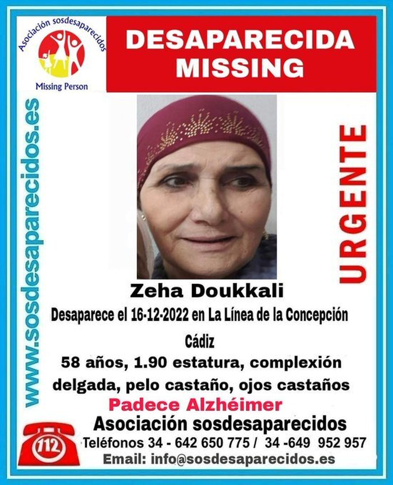 La imagen difundida de Zeha Doukkali.