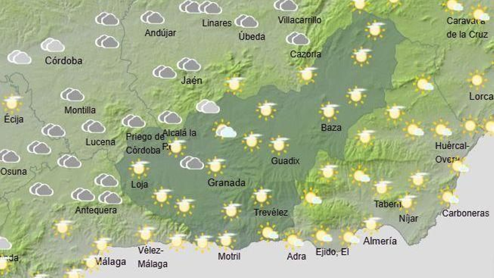 El Tiempo en Granada el 20 de octubre de 2025