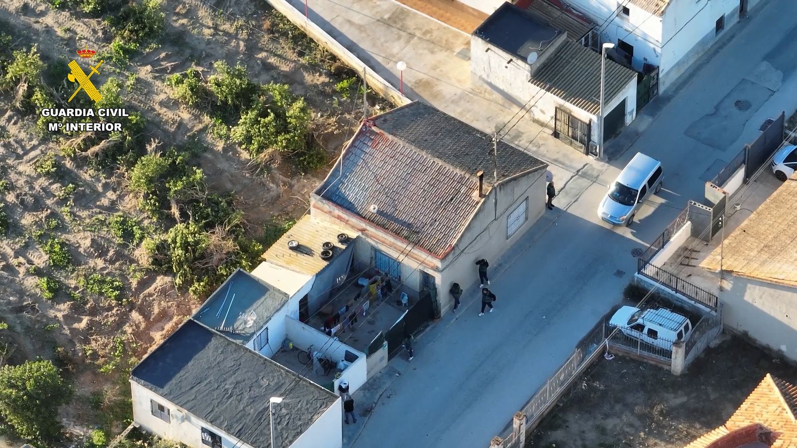 Vista aérea de un conjunto de viviendas.