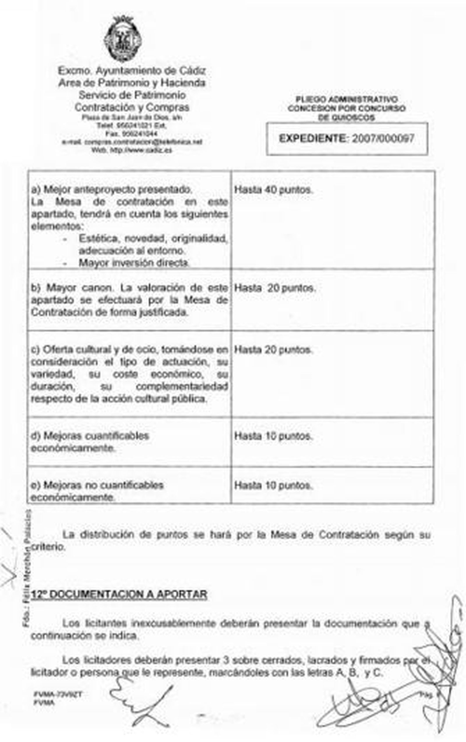 El pliego de condiciones para la licitación del quiosco de La Caleta.