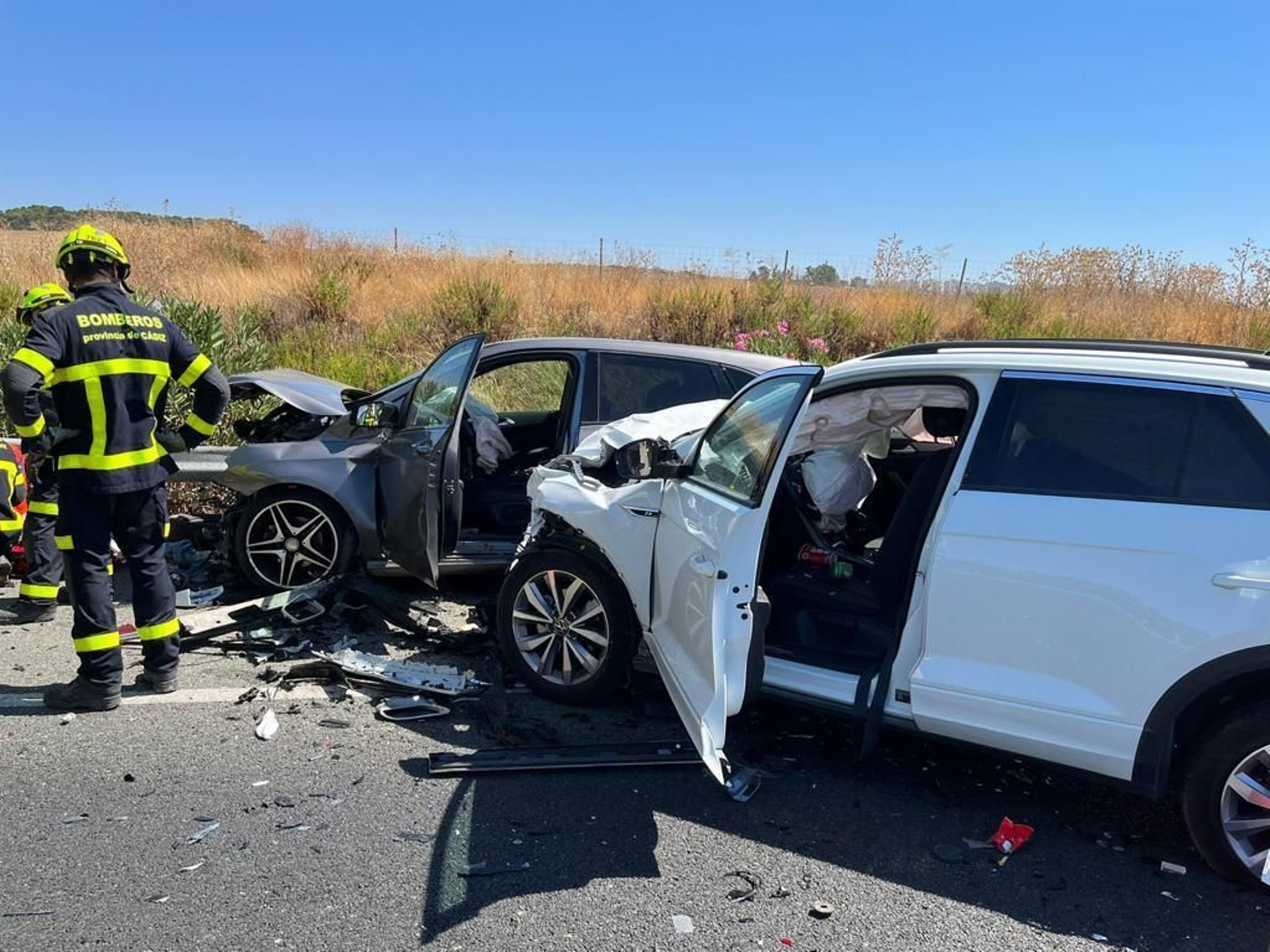 Imagen de los vehículos implicados en el accidente mortal de Jerez, del pasado domingo.