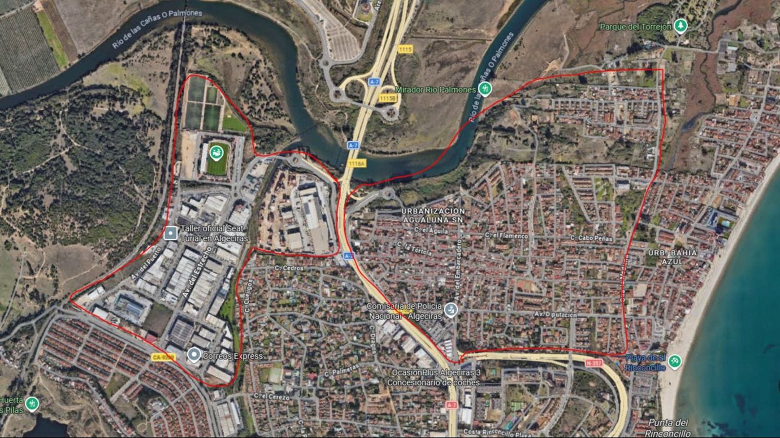 Zonas que se verán afectadas por el corte de agua, especialmente en El Acebuchal y El Embarcadero.