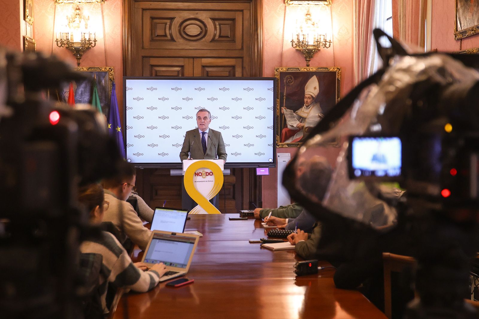 Bueno durante la rueda de prensa para explicar los detalles del presupuesto de 2024.