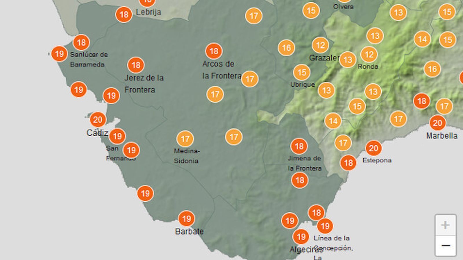 Máximas más bajas este lunes.