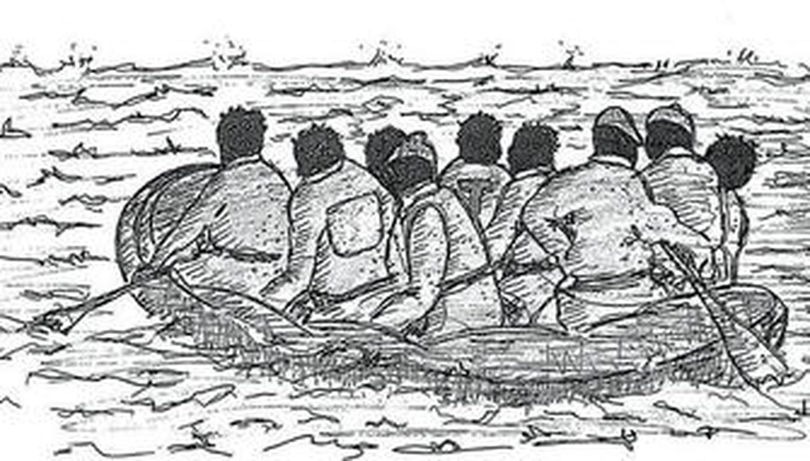 Una de las ilustraciones que posee el libro y que su autor titula 'La patera'.