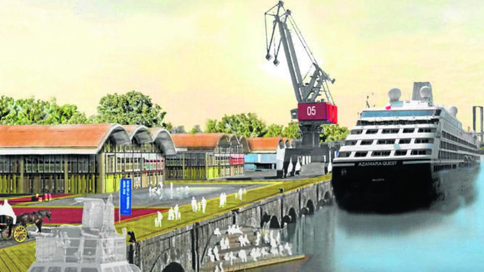 Reproducción virtual del Muelle de Tablada con el cambio de uso previsto.