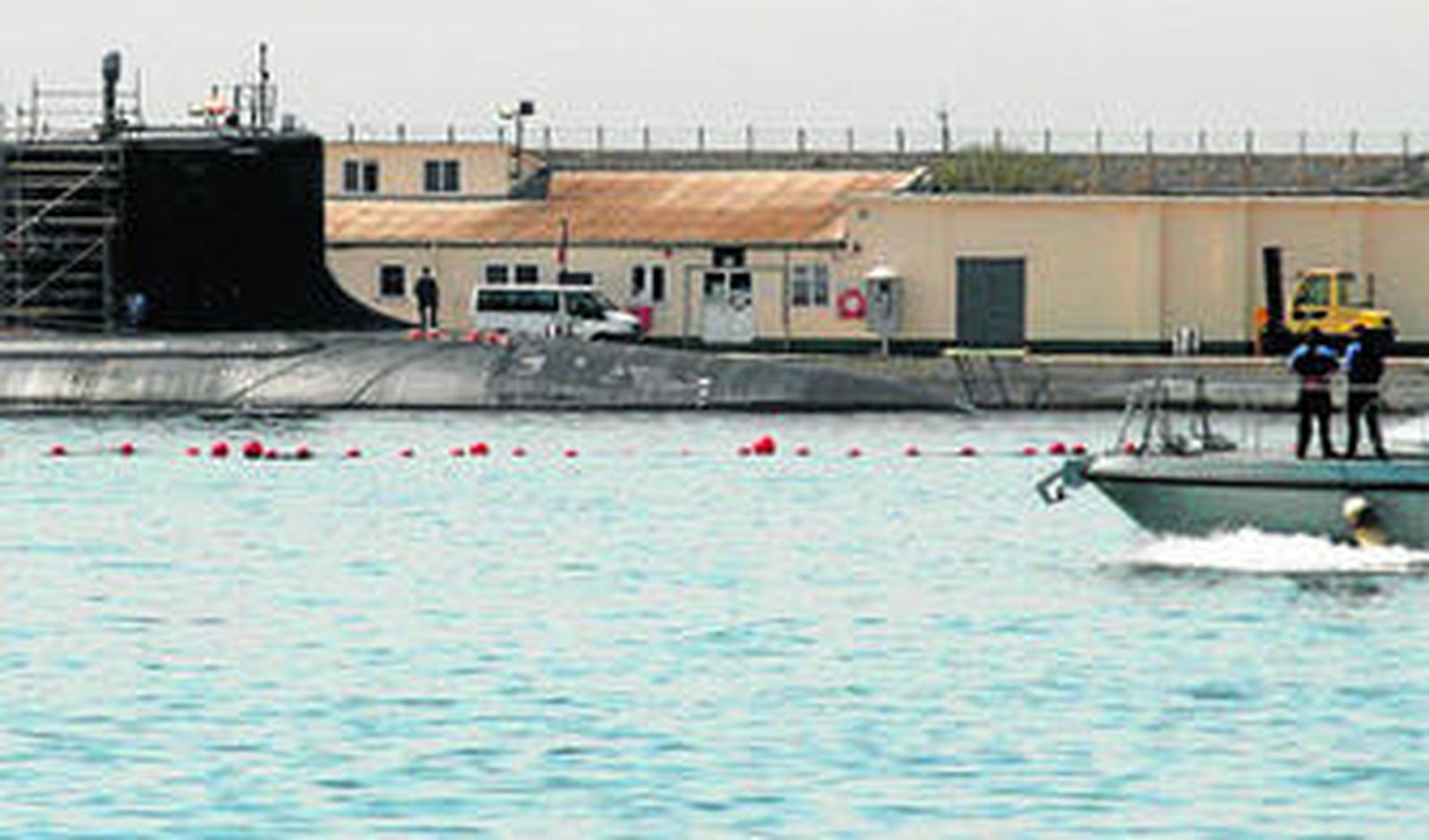 El sumergible americano, ayer en Gibraltar.