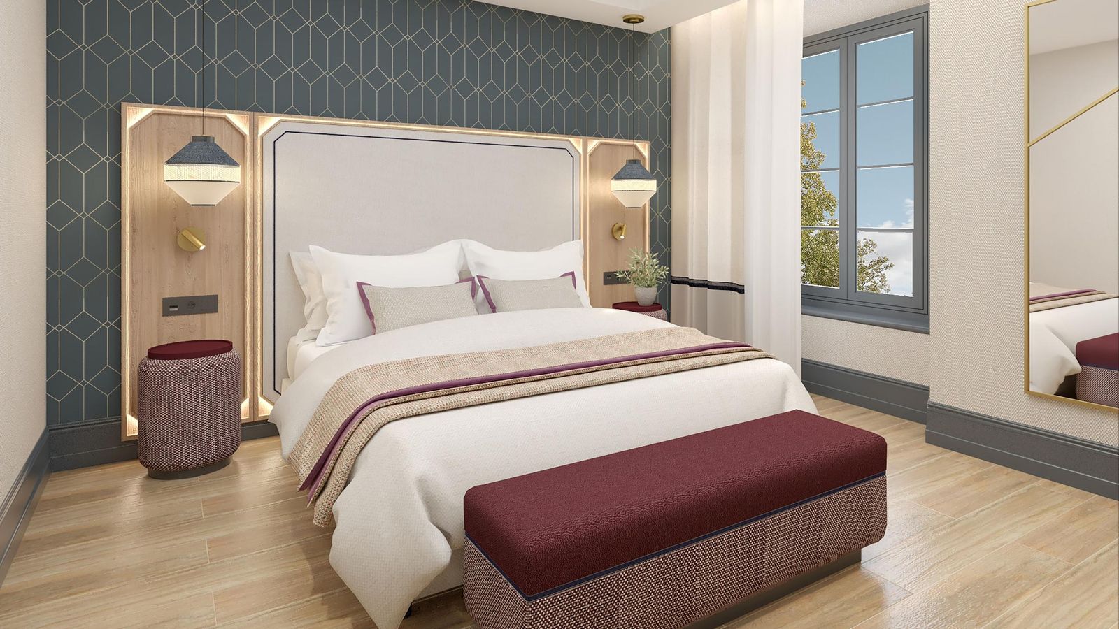 Infografía de una posible habitación del hotel Catalonia Puerta del Mar cuando esté finalizado.