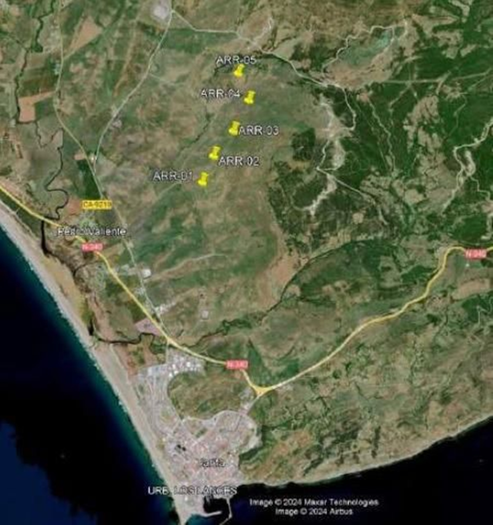 Localización de los aerogeneradores, según Agaden.