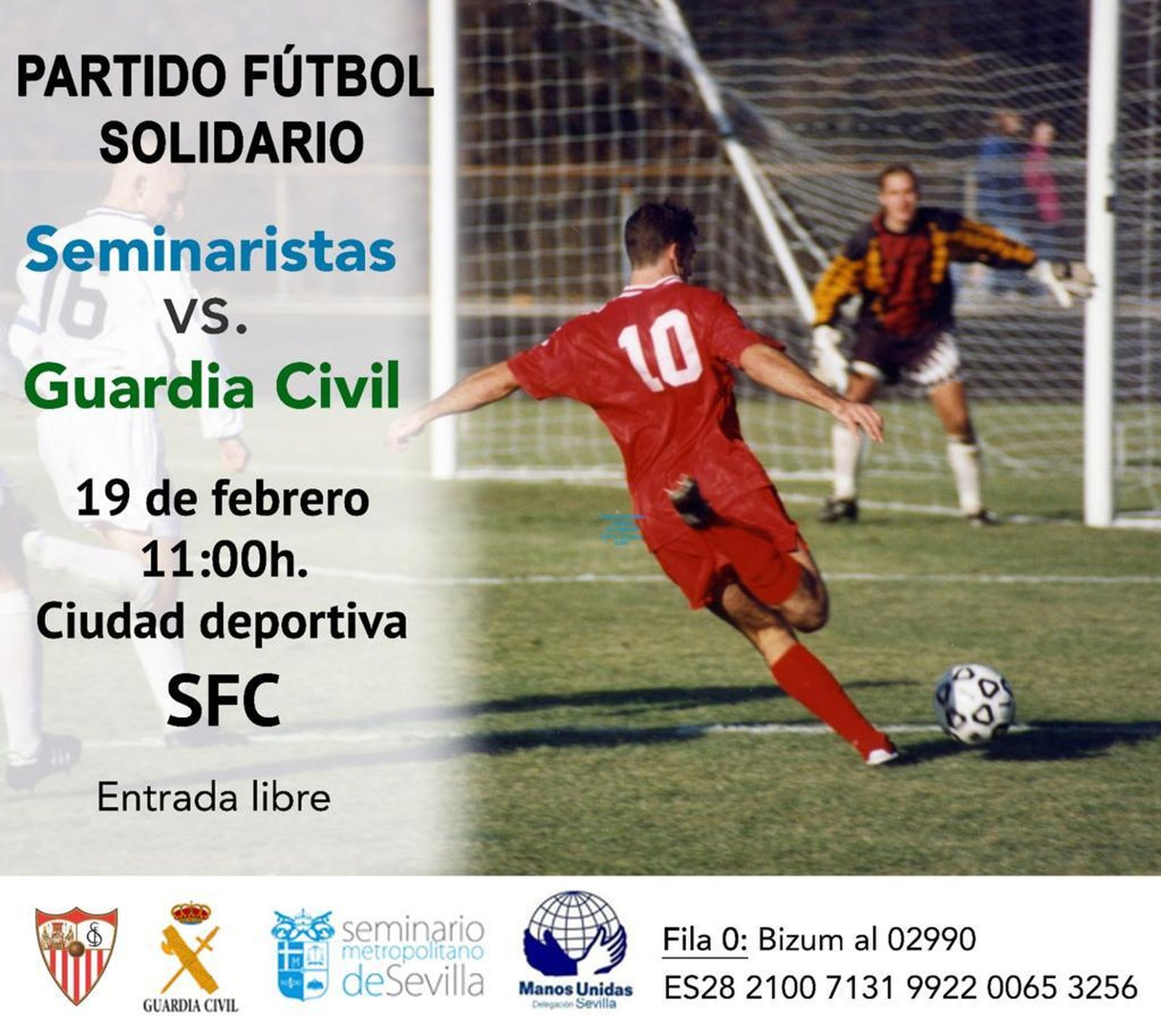 Cartel del partido de fútbol solidario de Seminaristas contra la Guardia Civil.
