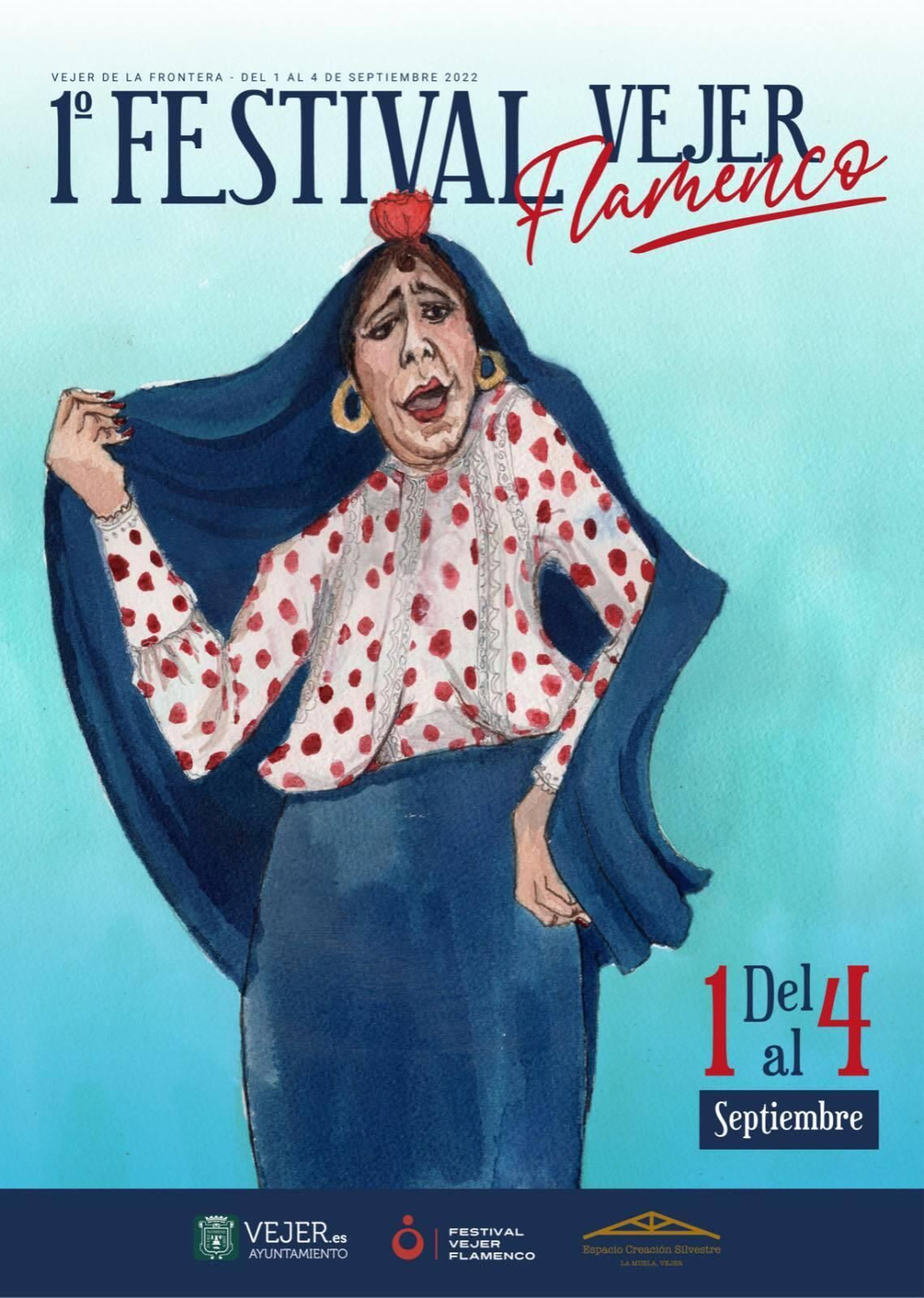 Cartel del I Festival Vejer Flamenco, realizado por la artista Neila Pascual.