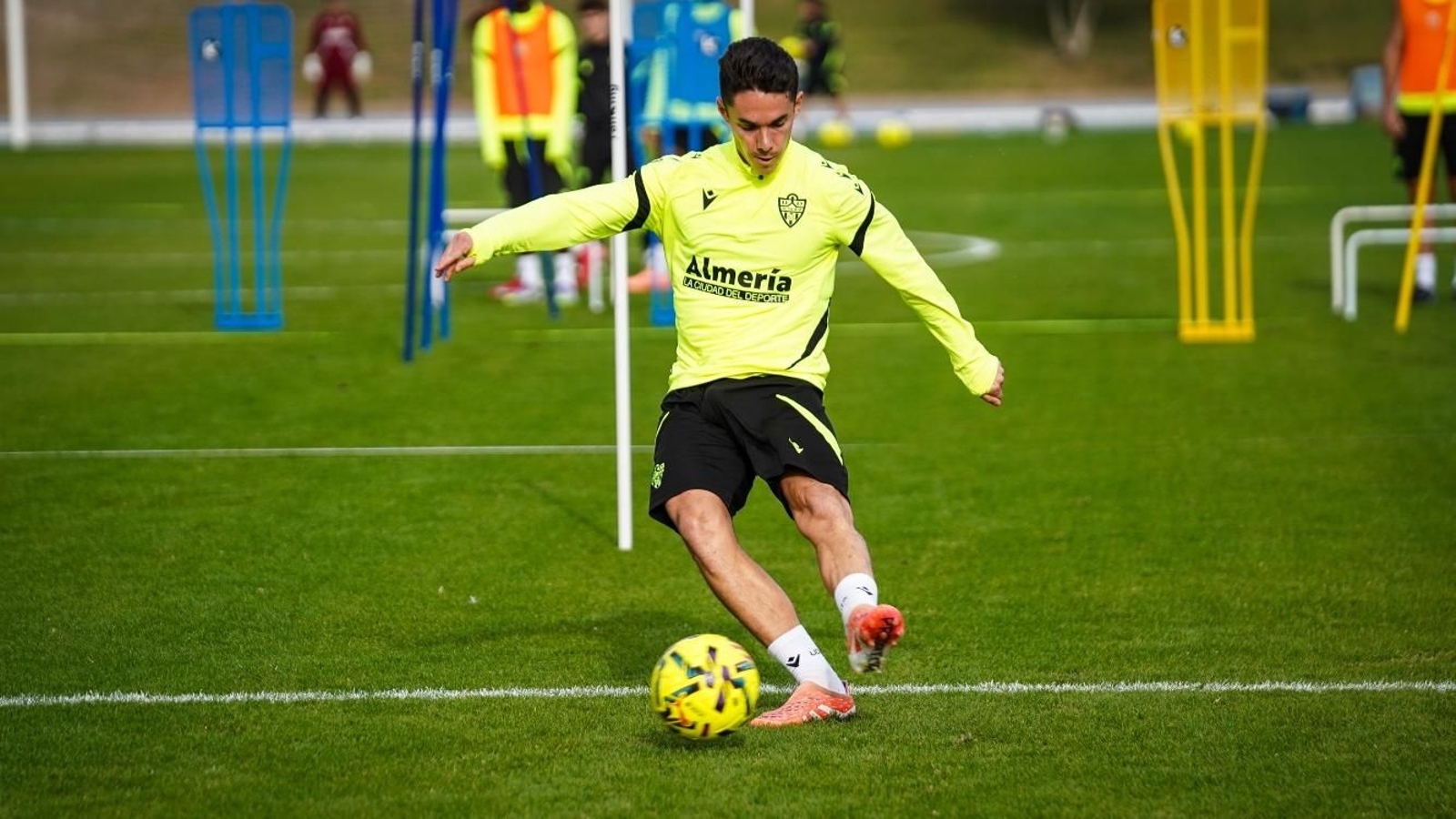 Sergio Arribas, en acción en el entrenamiento del pasado miércoles.