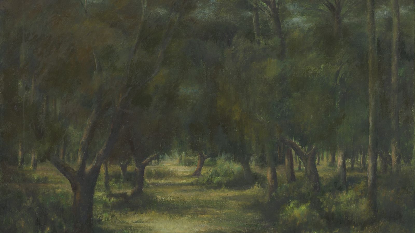 'Atardecer en la laguna', 2008, óleo sobre lienzo de Teresa Duclós.