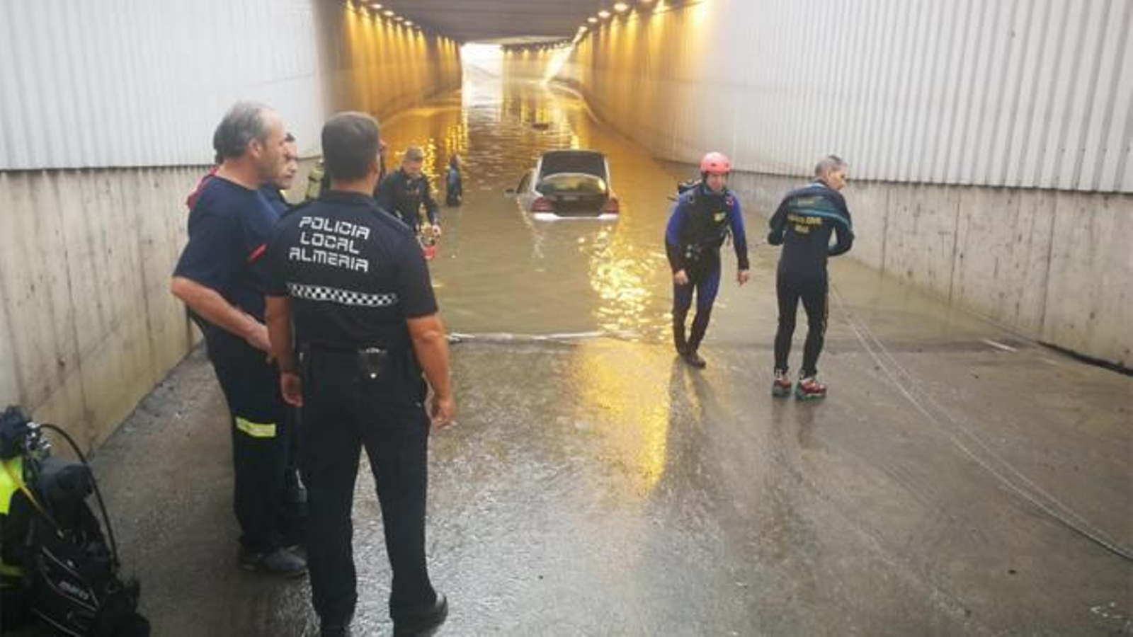 Imagen del tunel anegado en Almería