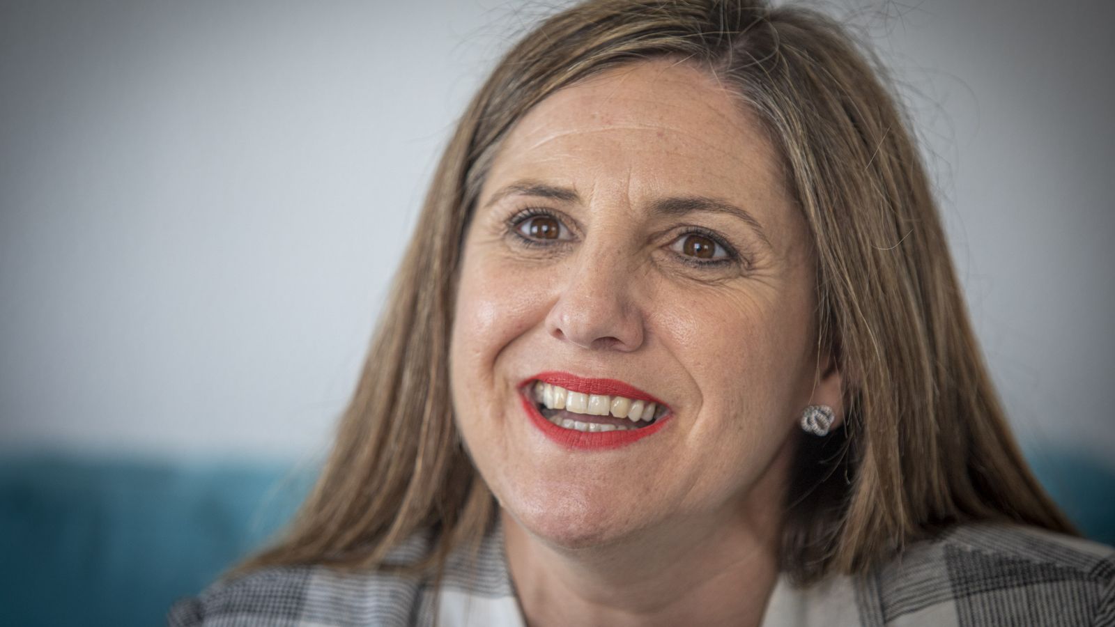 La candidata socialista en un momento de la entrevista.