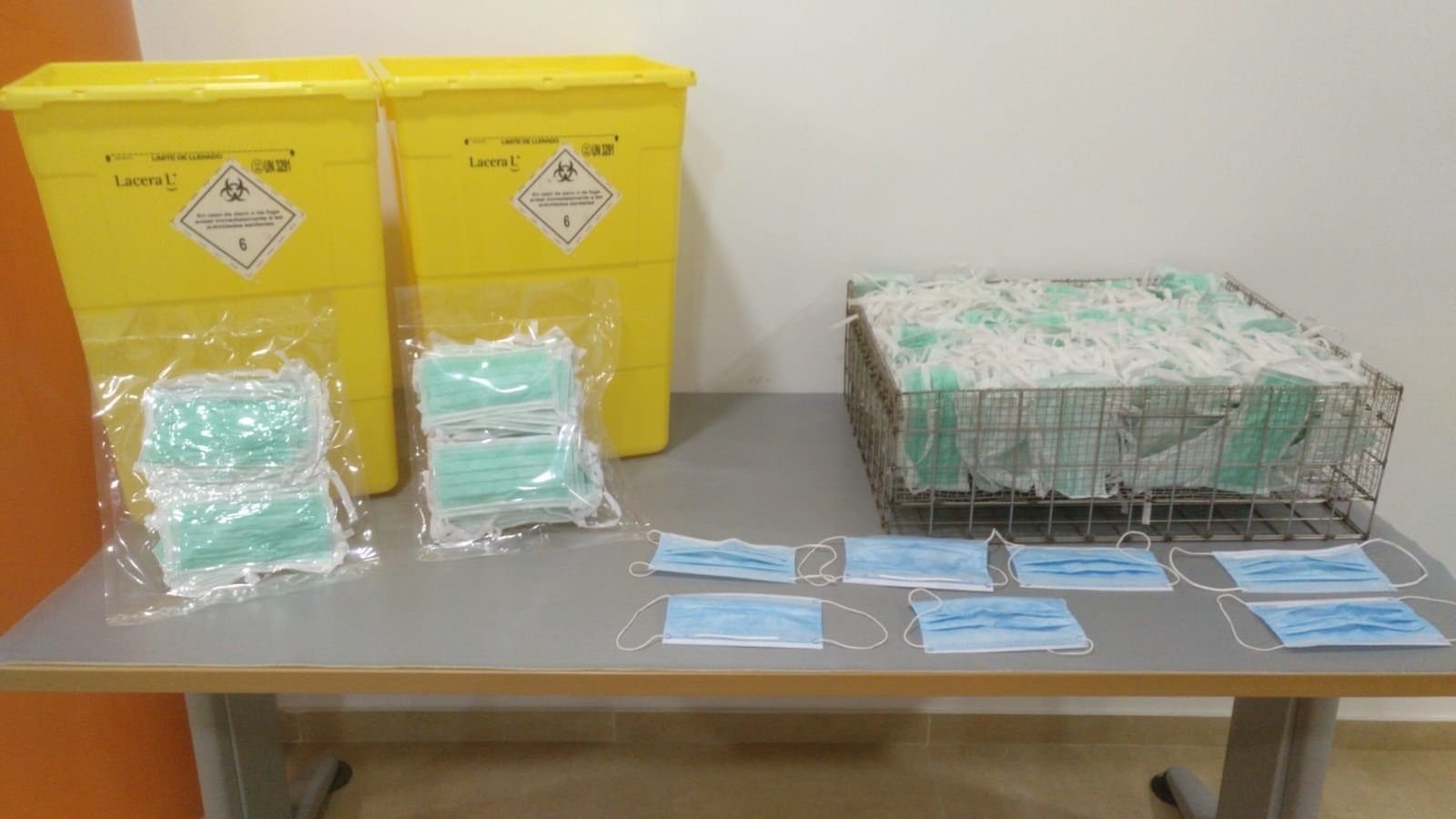 Parte del material reciclado.