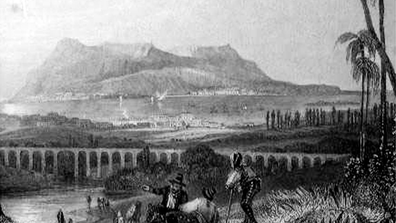 Grabado de época sobre Gibraltar y los terrenos circundantes, hoy La Línea.