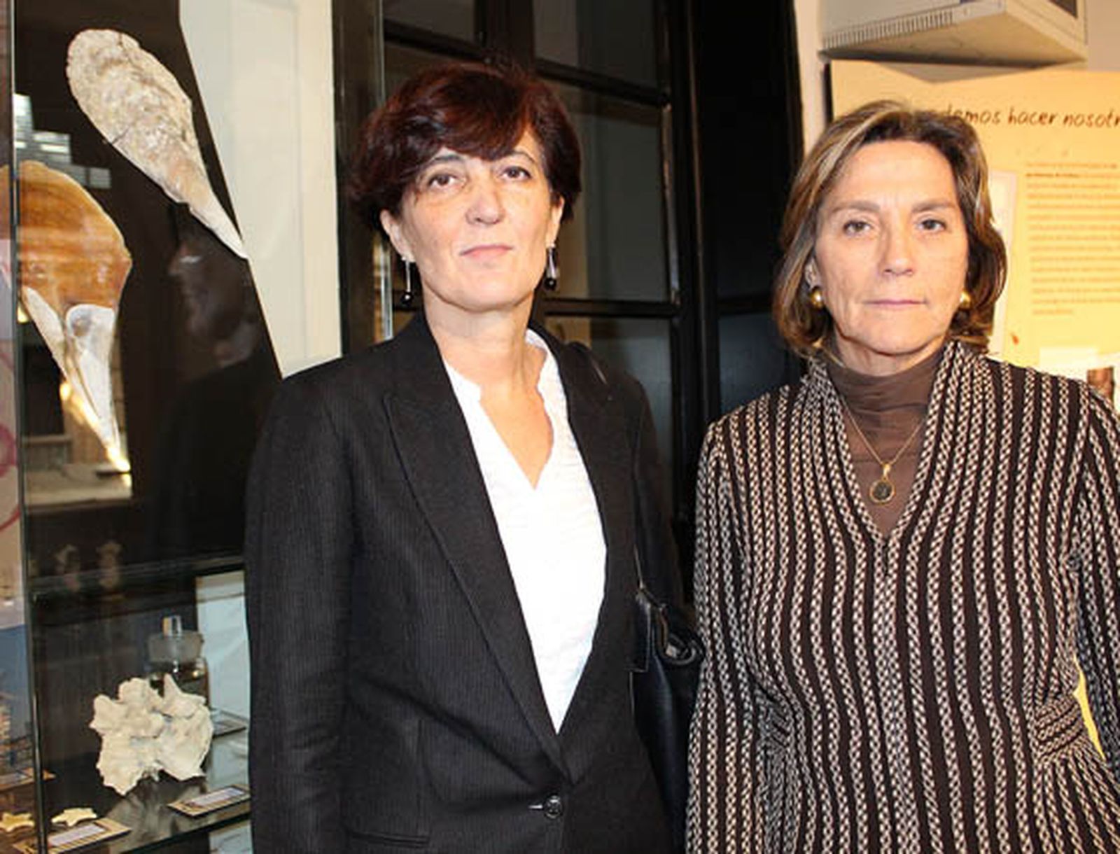 Lola Vega, gerente de la Delegación del CSIC en Andalucía y Soraya Peña (Museo Nacional de Ciencias Naturales del CSIC), junto a un raro ejemplar de 'Pinna nobilis' un mejillón de grandes dimensiones que forma parte de la muestra 'Invertebrados en Andalucía'.

Foto: Victoria Ramírez