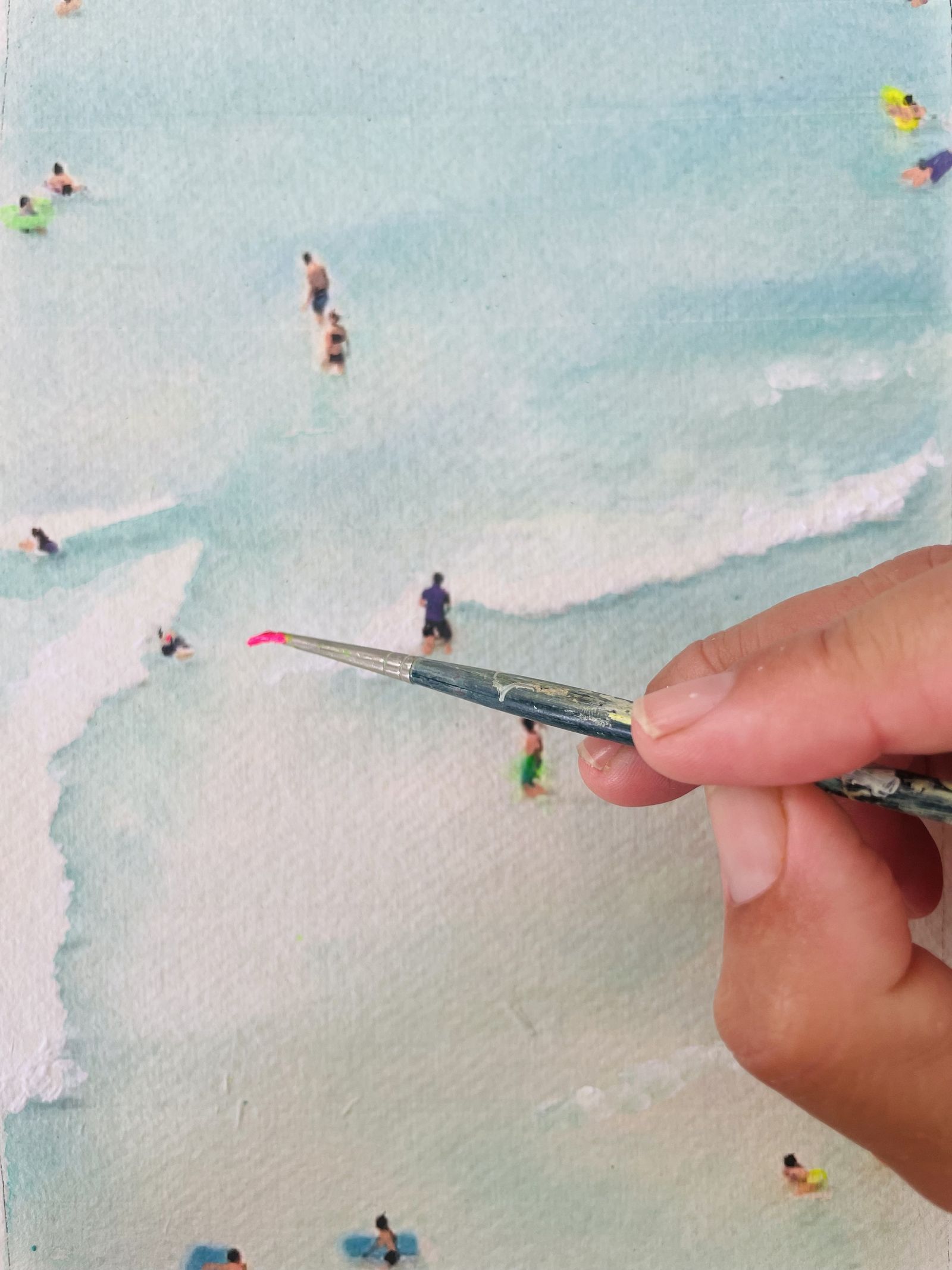 La pintora recurre a las perspectivas aéreas o cenitales en sus obras.