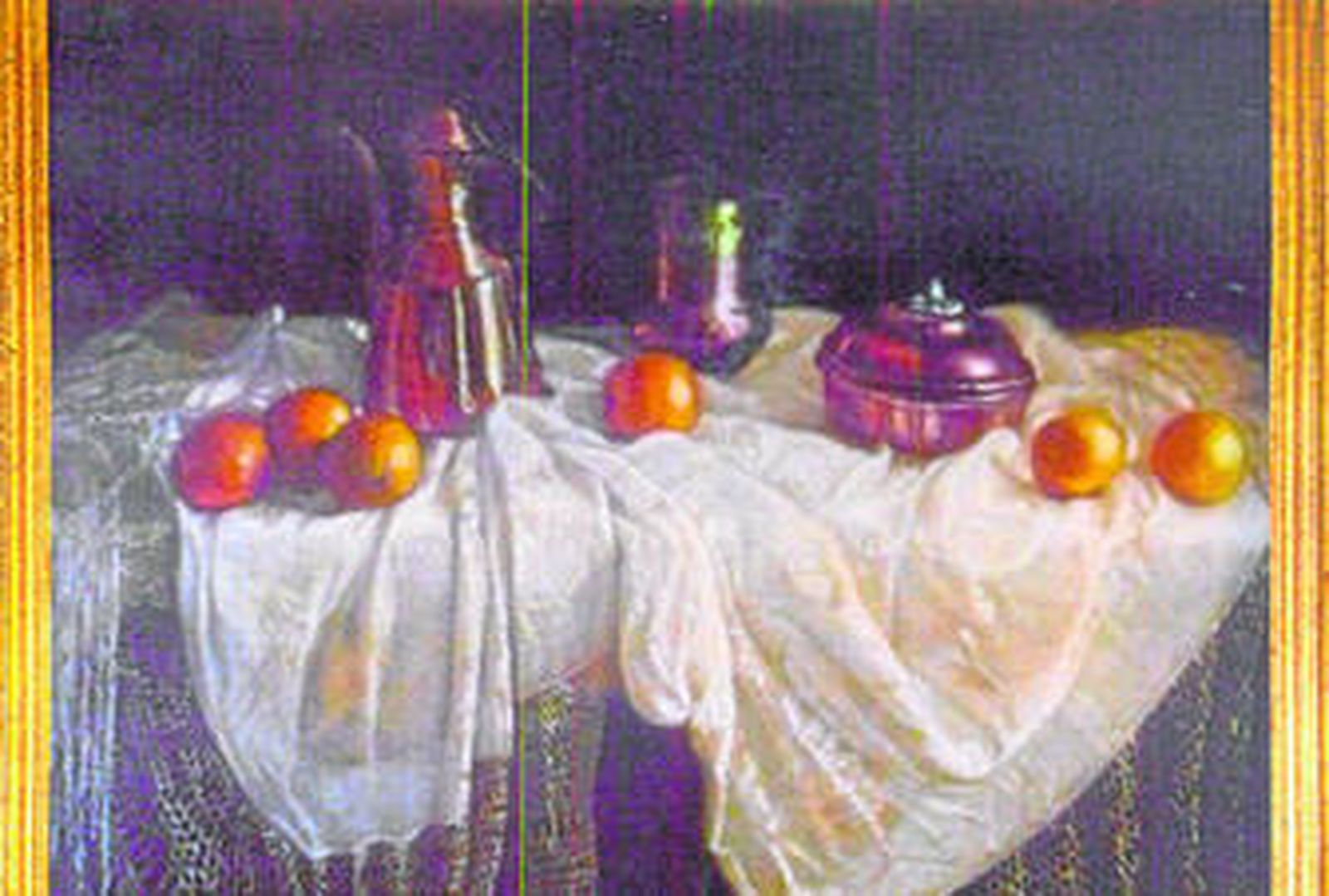 El pliegue insinuante de un mantel o de un mantón de manila es representado en alguna de sus cuadros.