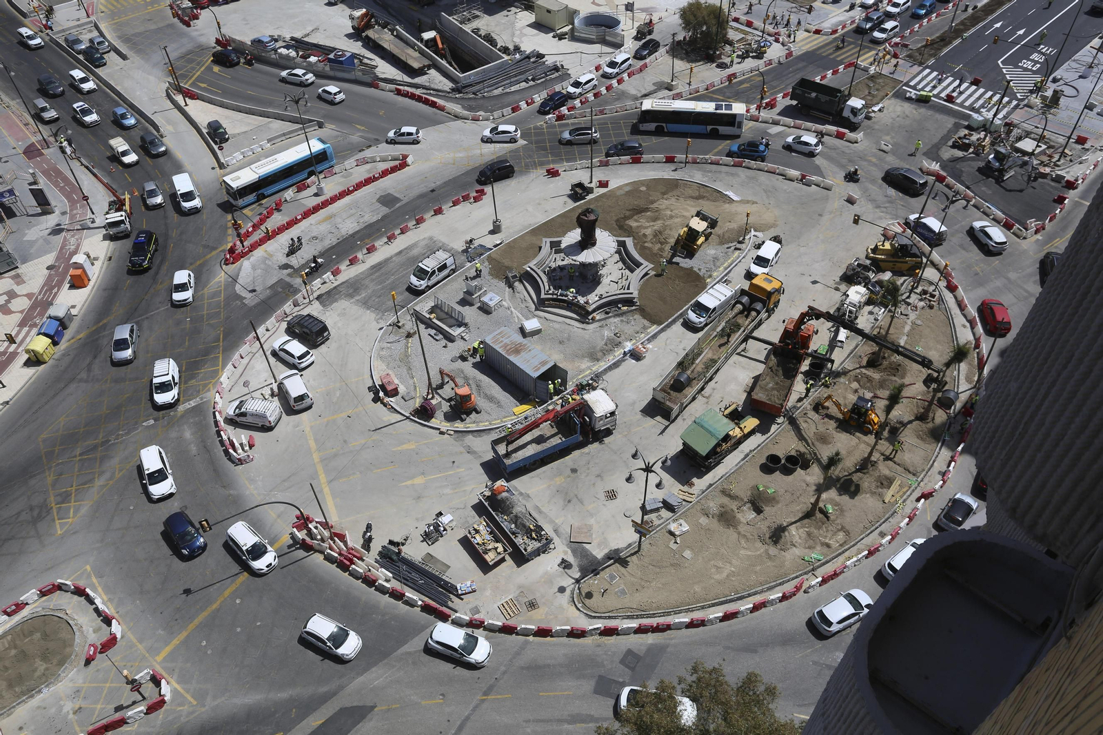 Fotos de la reurbanización del Metro de Málaga, a vista de pájaro.