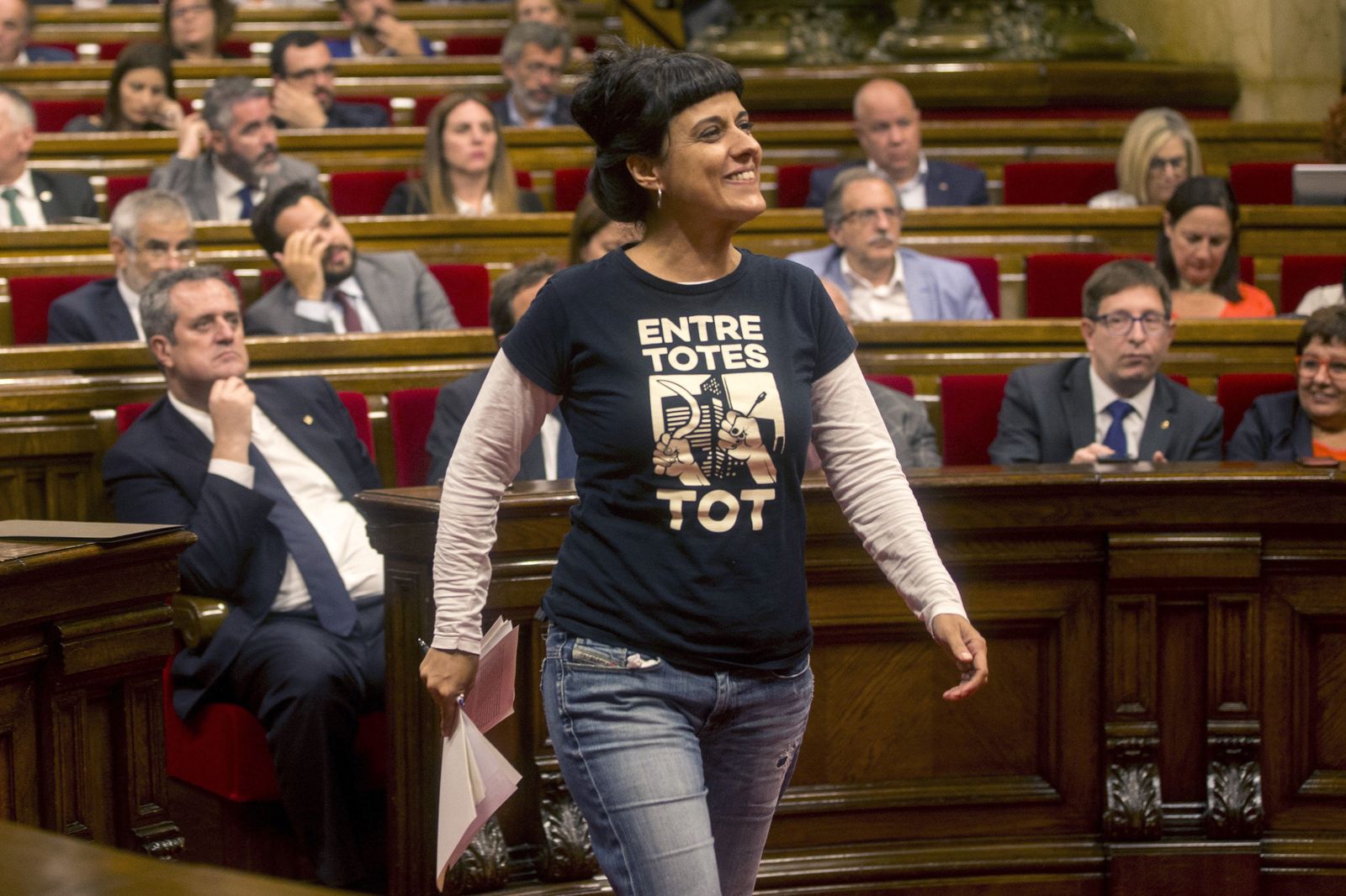 La diputada de la CUP Anna  Gabriel, en el 'Parlament'