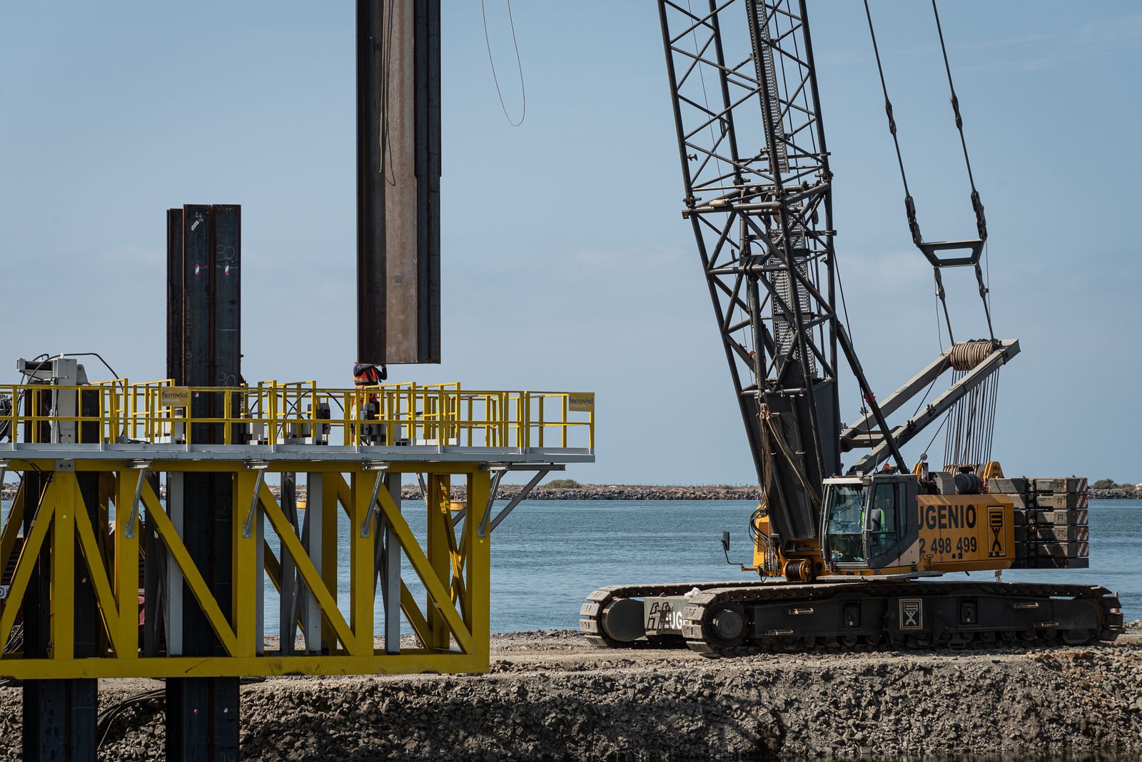 Imágenes de a obra de ampliación del muelle sur del Puerto de Huelva