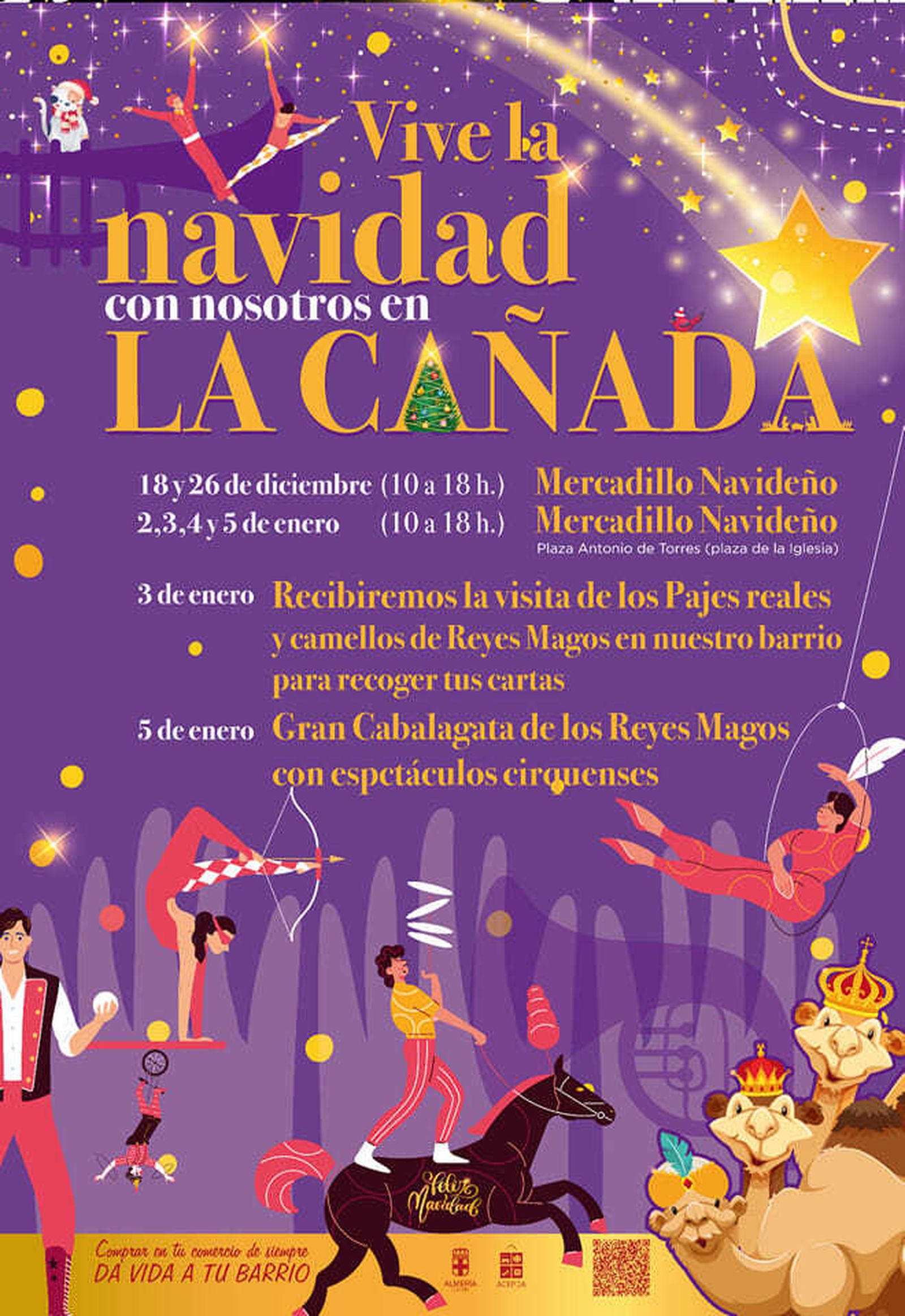 Cartel de las actividades organizadas por el comercio de La Cañada esta Navidad