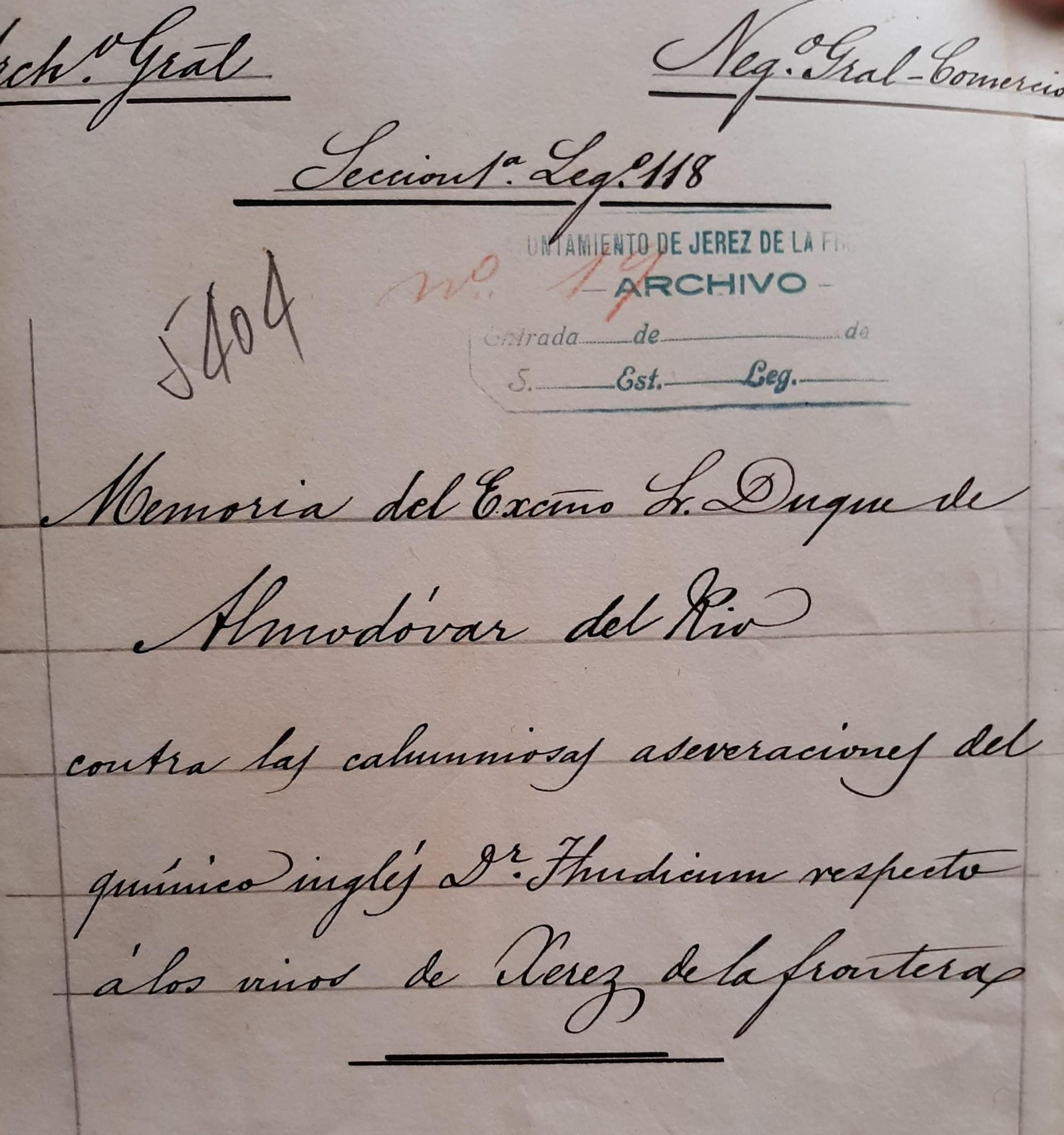 Informe del Excmo. duque de Almodóvar del Río.