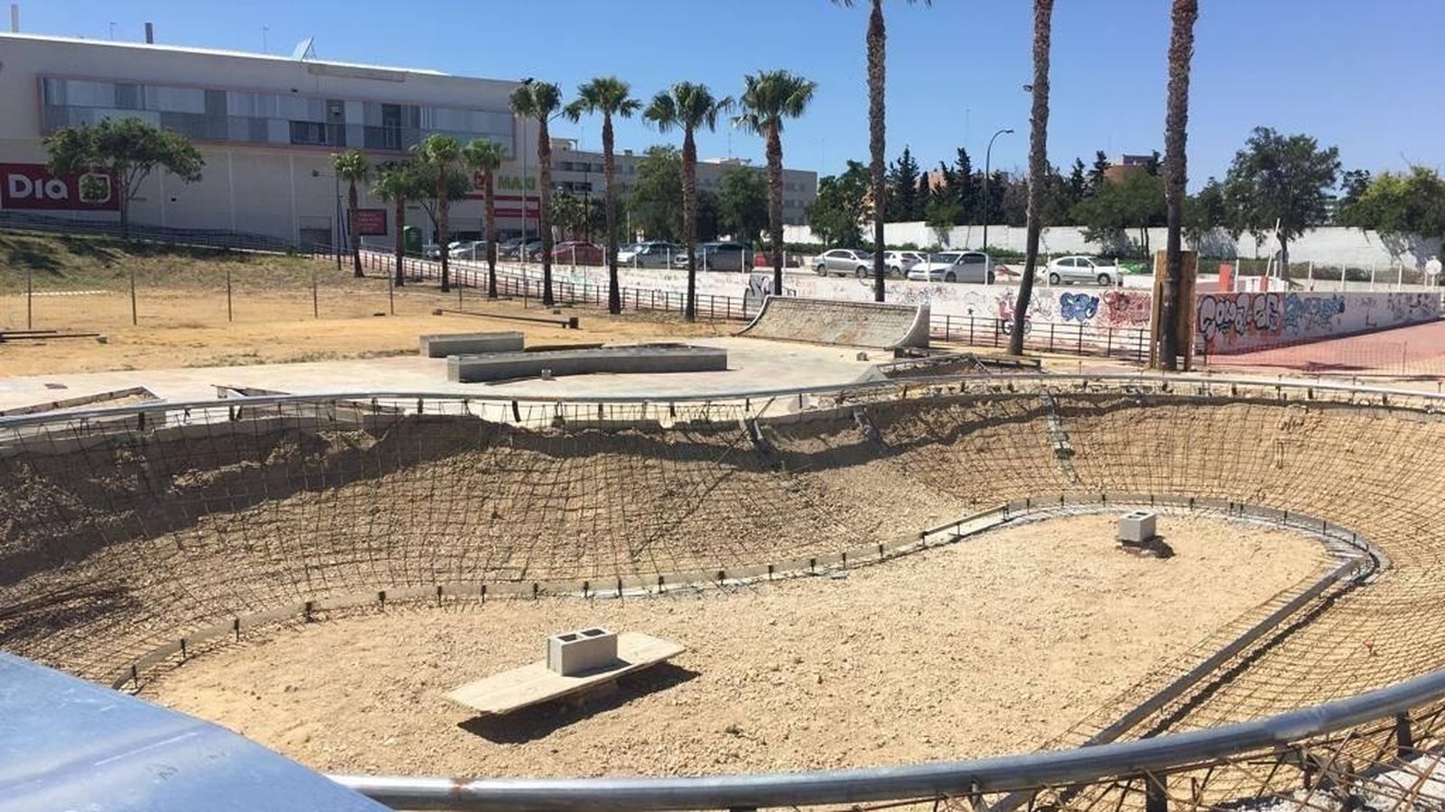 Estado que presentan las obras del nuevo skate park.