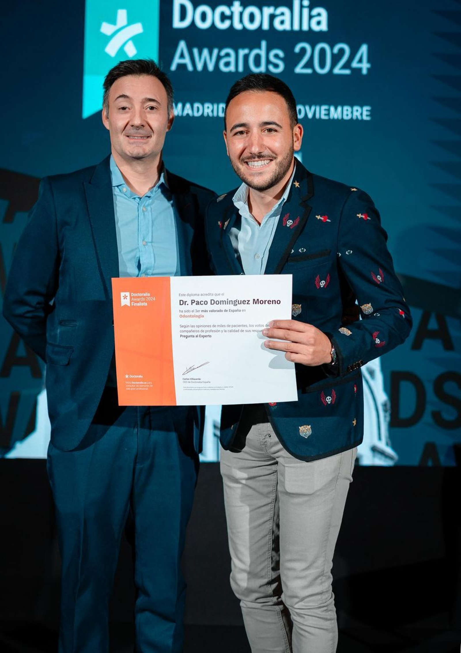 El odontólogo onubense Paco Domínguez, premiado en los Doctoralia Awards 2024.