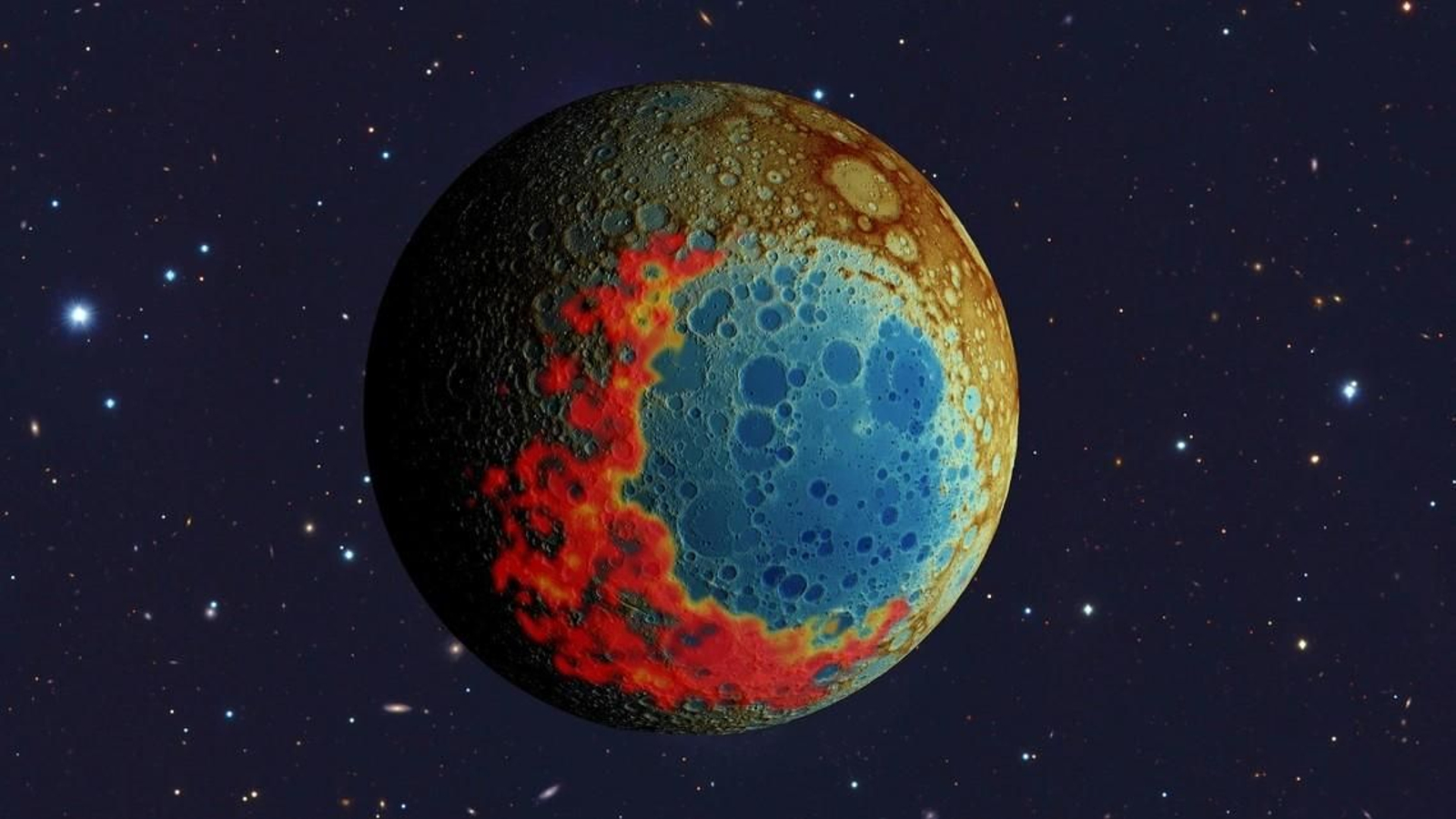 La cuenca de impacto South Pole-Aitken, situada en la cara oculta de la Luna, se formó por un impacto hacia el sur.