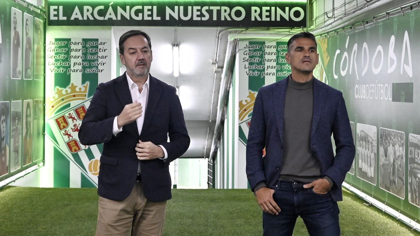 Monterrubio y Juanito, los responsables deportivos del Córdoba CF, en El Arcángel.