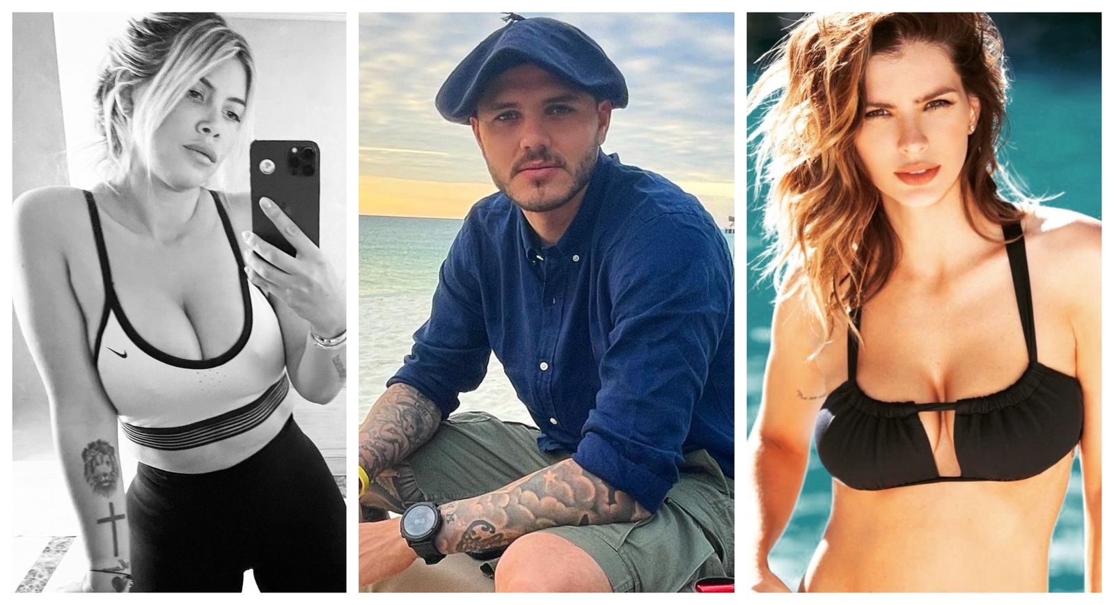 Wanda Nara, Mauro Icardi y China Suárez, los protagonistas del escándalo amoroso.