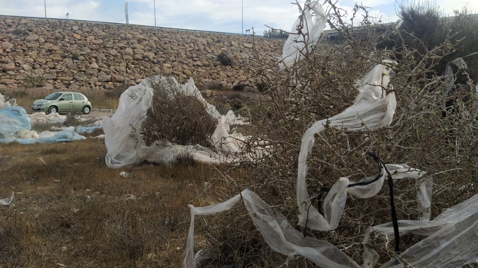 Zona lllena de plástico de la agricultura en la capital.