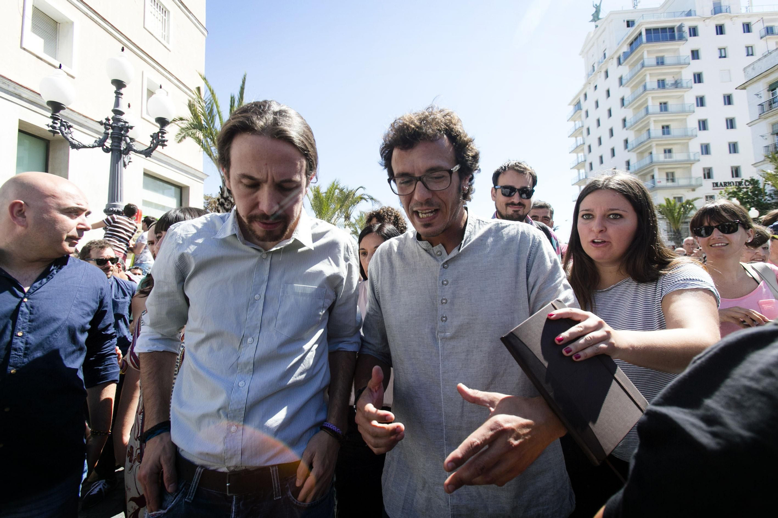 Pablo Iglesias y José María González, durante su encuentro en el verano de 2015 en la capital gaditana.