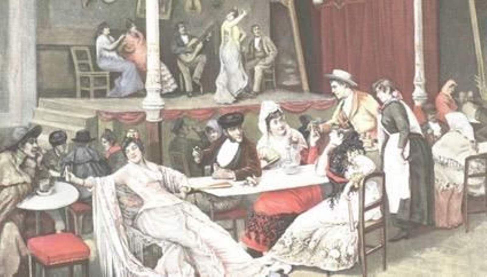 Ambiente de un café cantante. Óleo de José Alarcón Suárez, 1850.