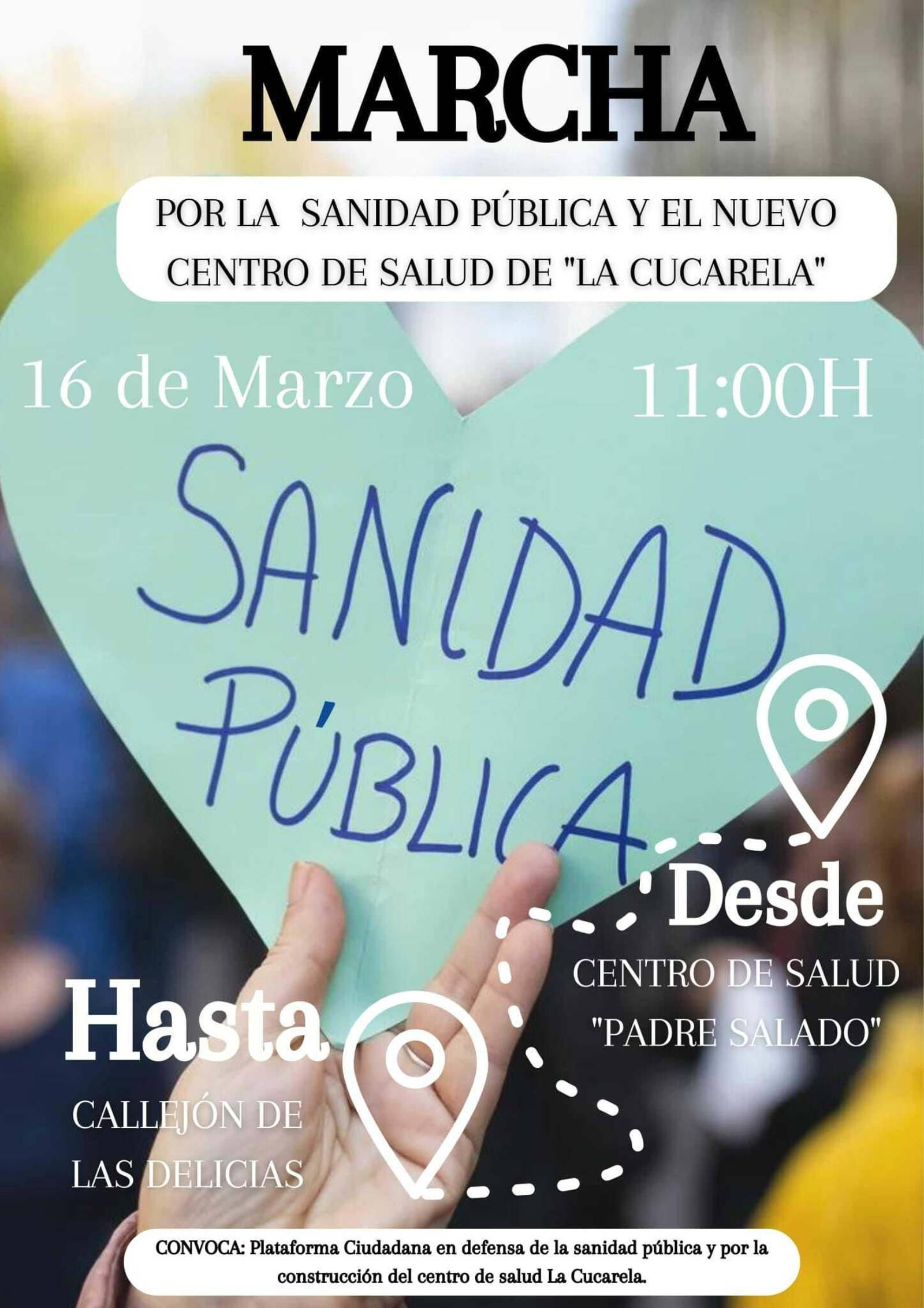 Cartel de la manifestación que llevará a cabo la Plataforma Ciudadana en defensa de la sanidad pública