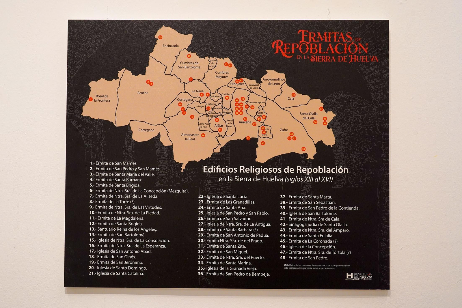 Imágenes de la inauguración de la exposición 'Ermitas de repoblación en la Sierra de Huelva' por La diputada de Cultura, Gracia Baquero, y el autor de la exposición, Jorge Garrido.