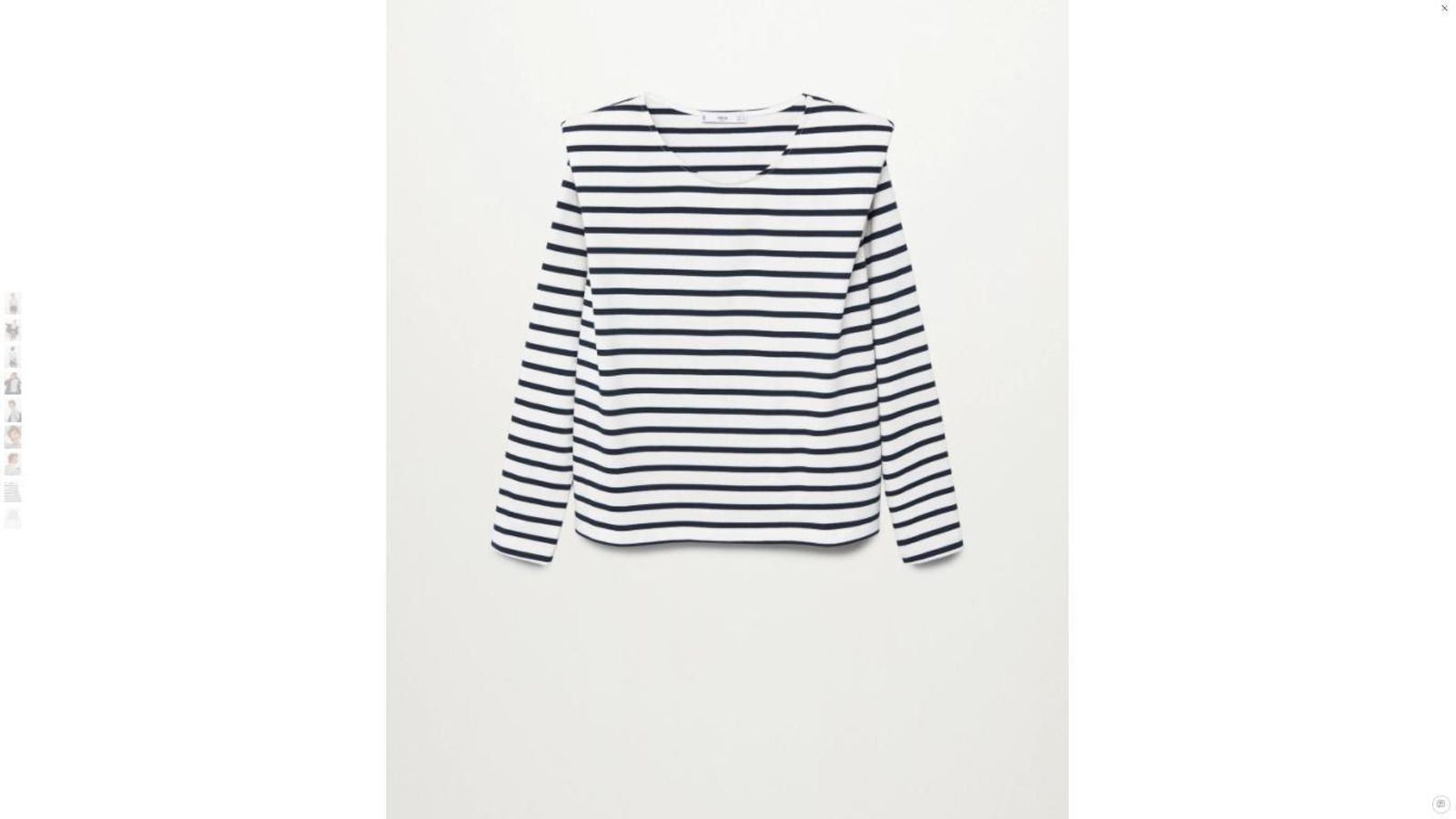 Camiseta de rayas marineras con hombreras de Mango.