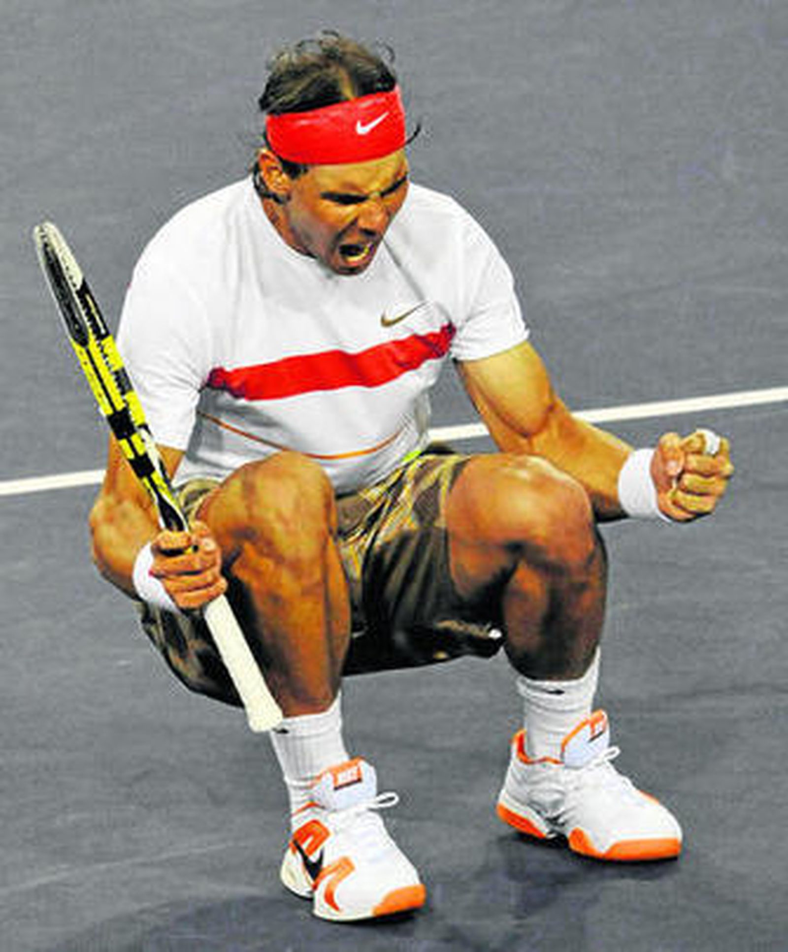 Rafael Nadal celebra un punto logrado ante Berdych.