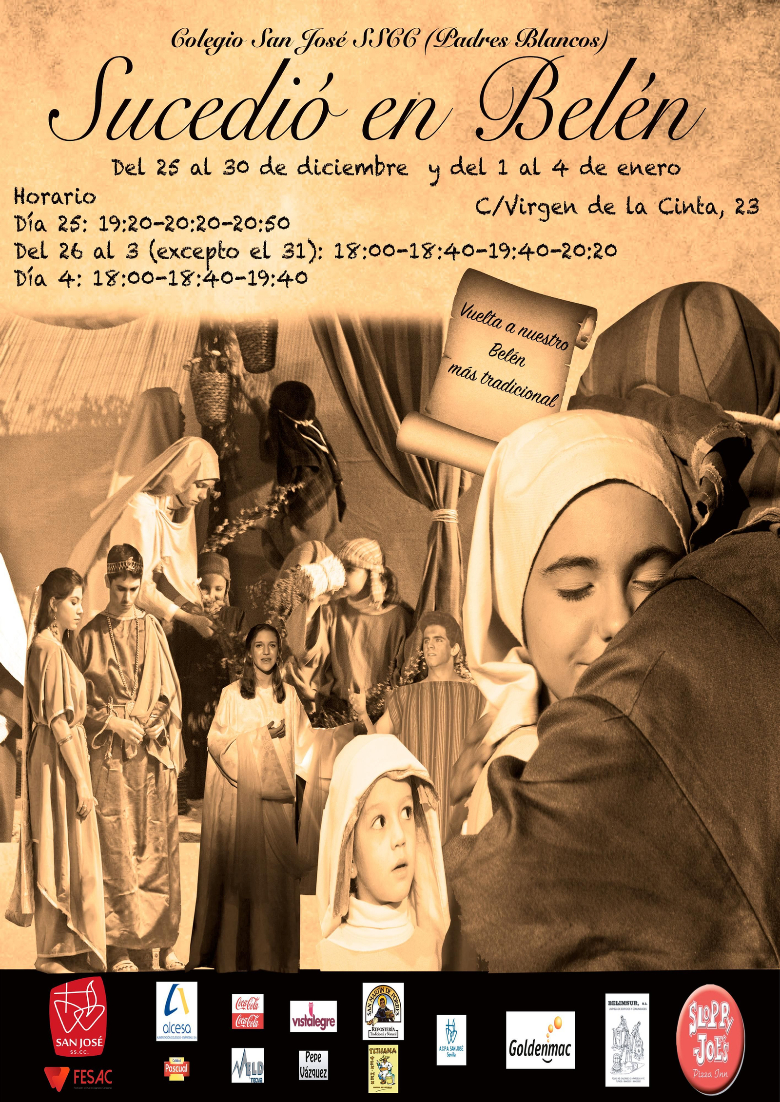 Cartel del belén viviente de los Padres Blancos