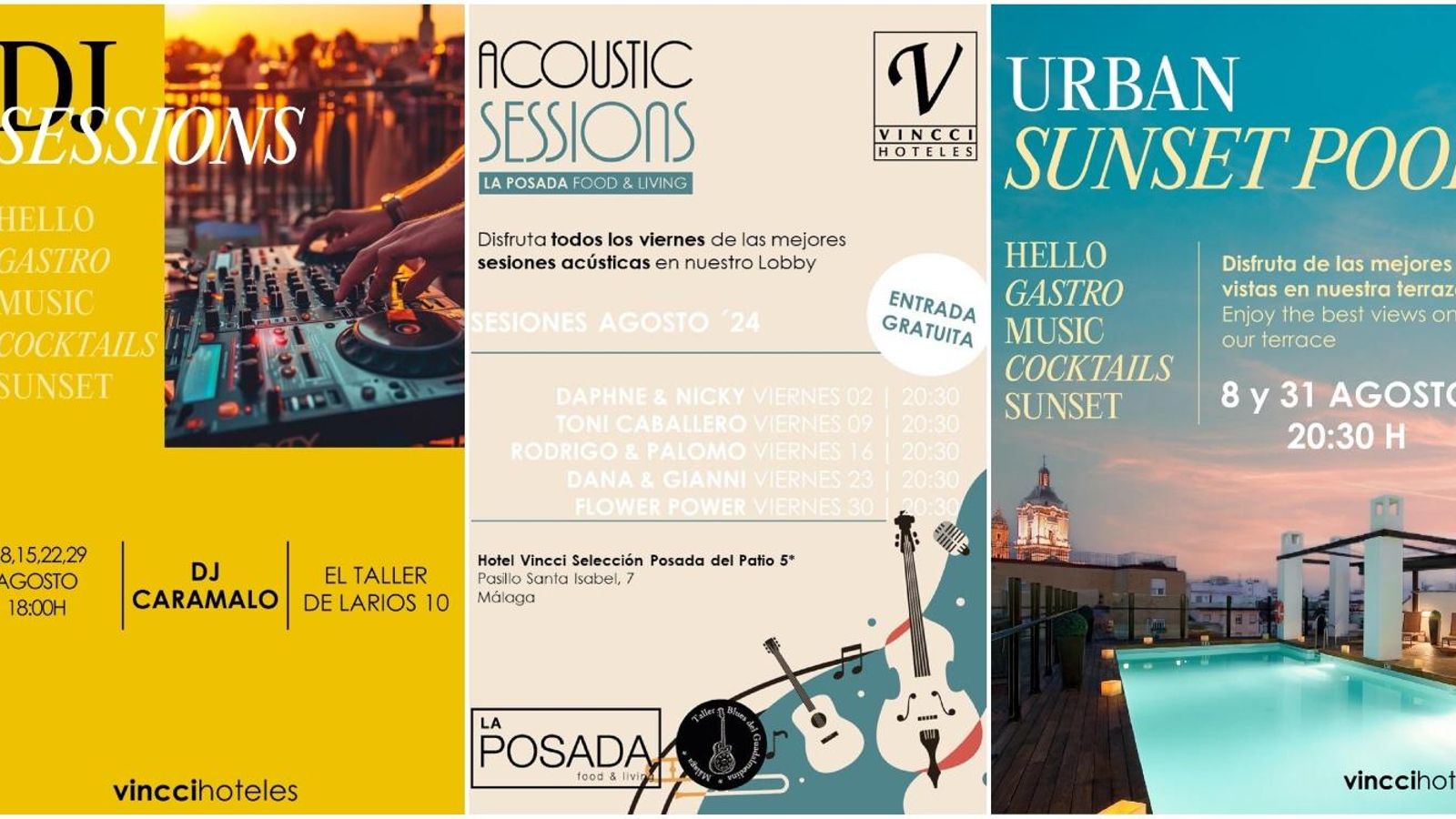 Todas las sesiones de los hoteles Vincci. Todas las sesiones de los hoteles Vincci.