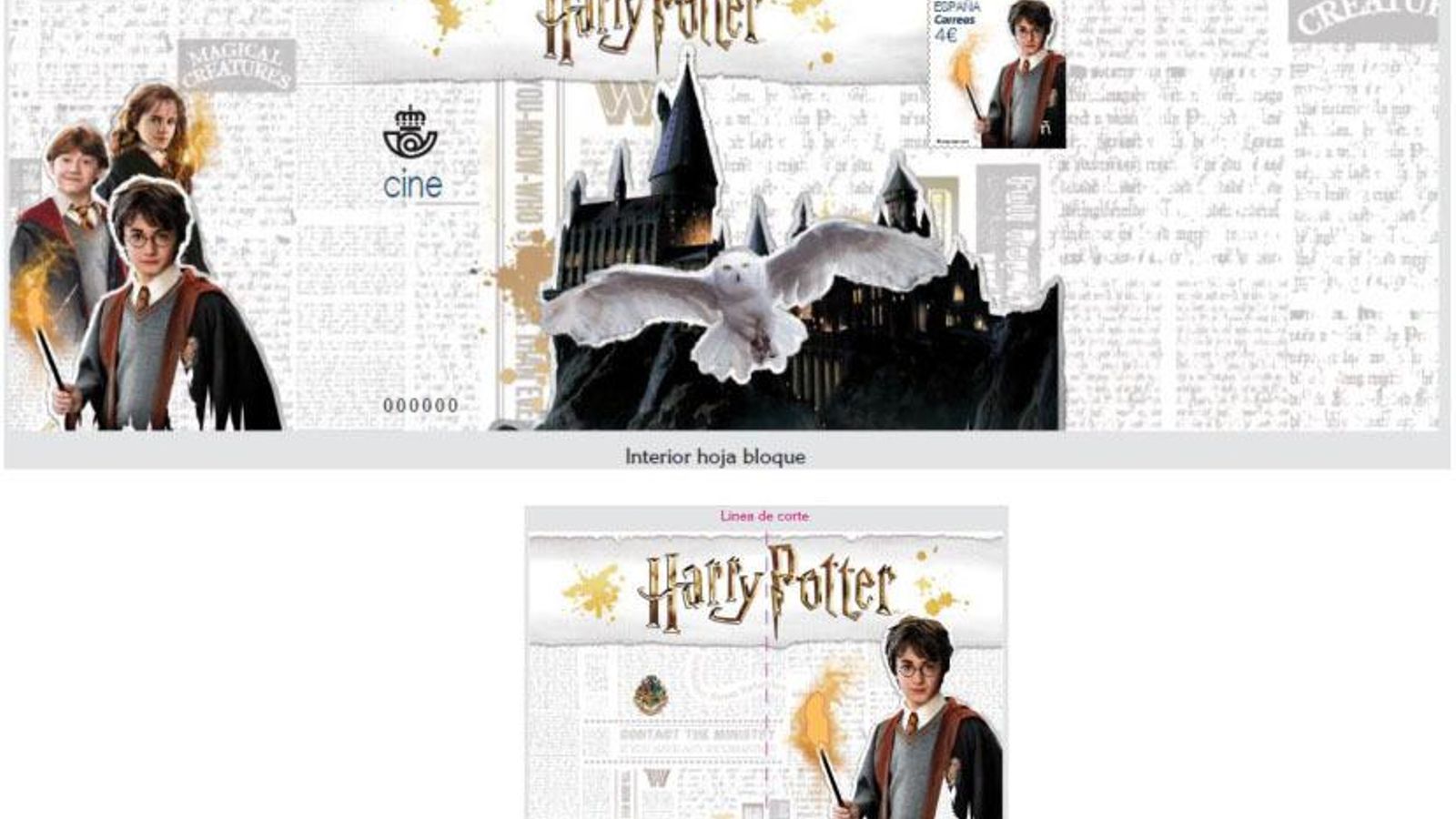 Sello de Harry Potter emitido por Correos.