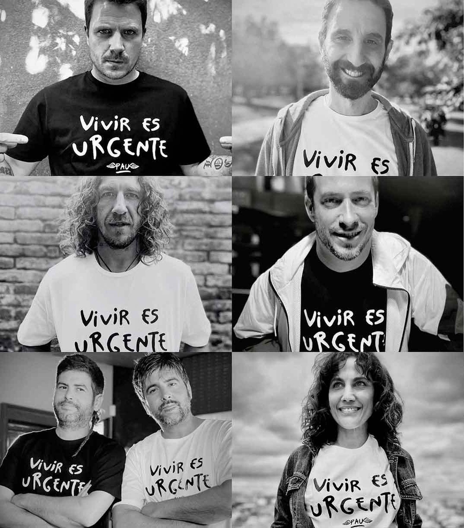 Famosos con la camiseta que ayudará a la lucha contra el cáncer.